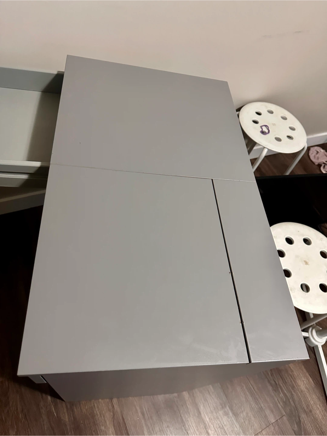 Gray Vanity Desk with Mirror and Drawers - photo 2