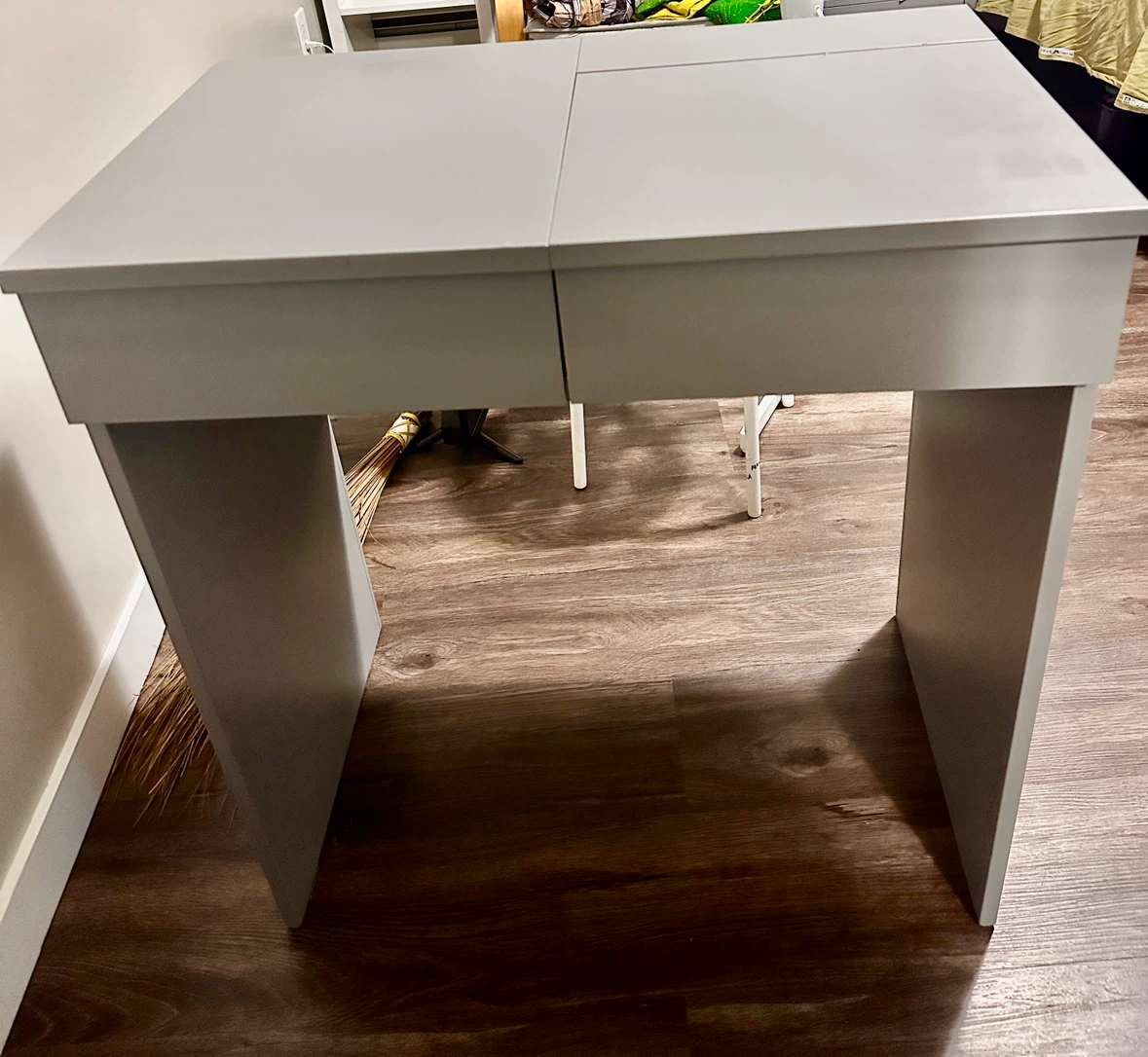 Gray Vanity Desk with Mirror and Drawers - photo 3