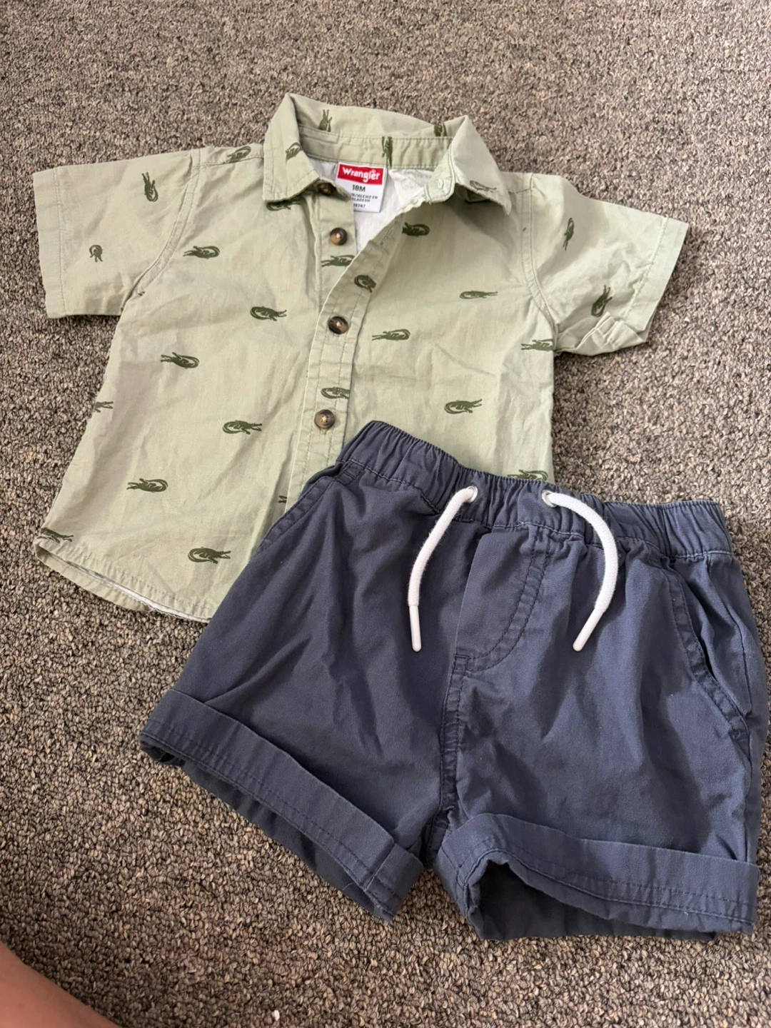 Wrangler Baby Boys Alligator Print Shirt and Shorts Set