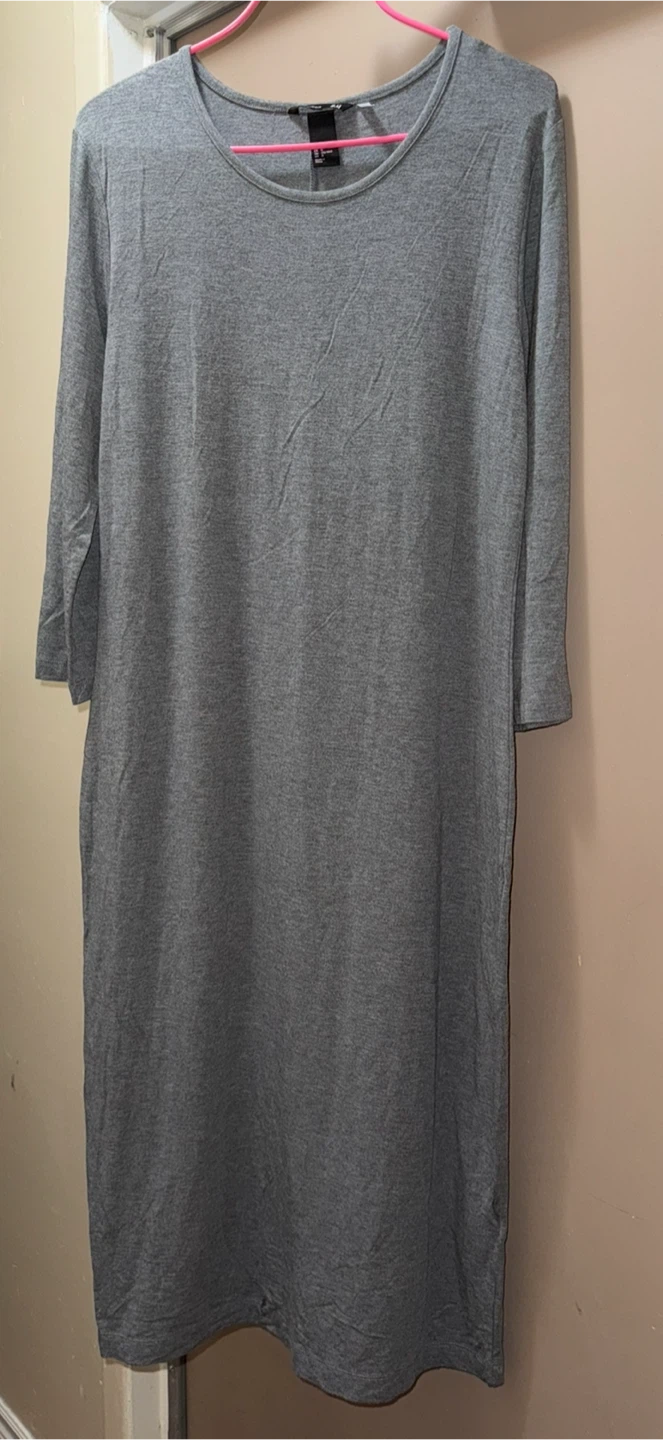 Grey H&M Long Sleeve Maxi Dress