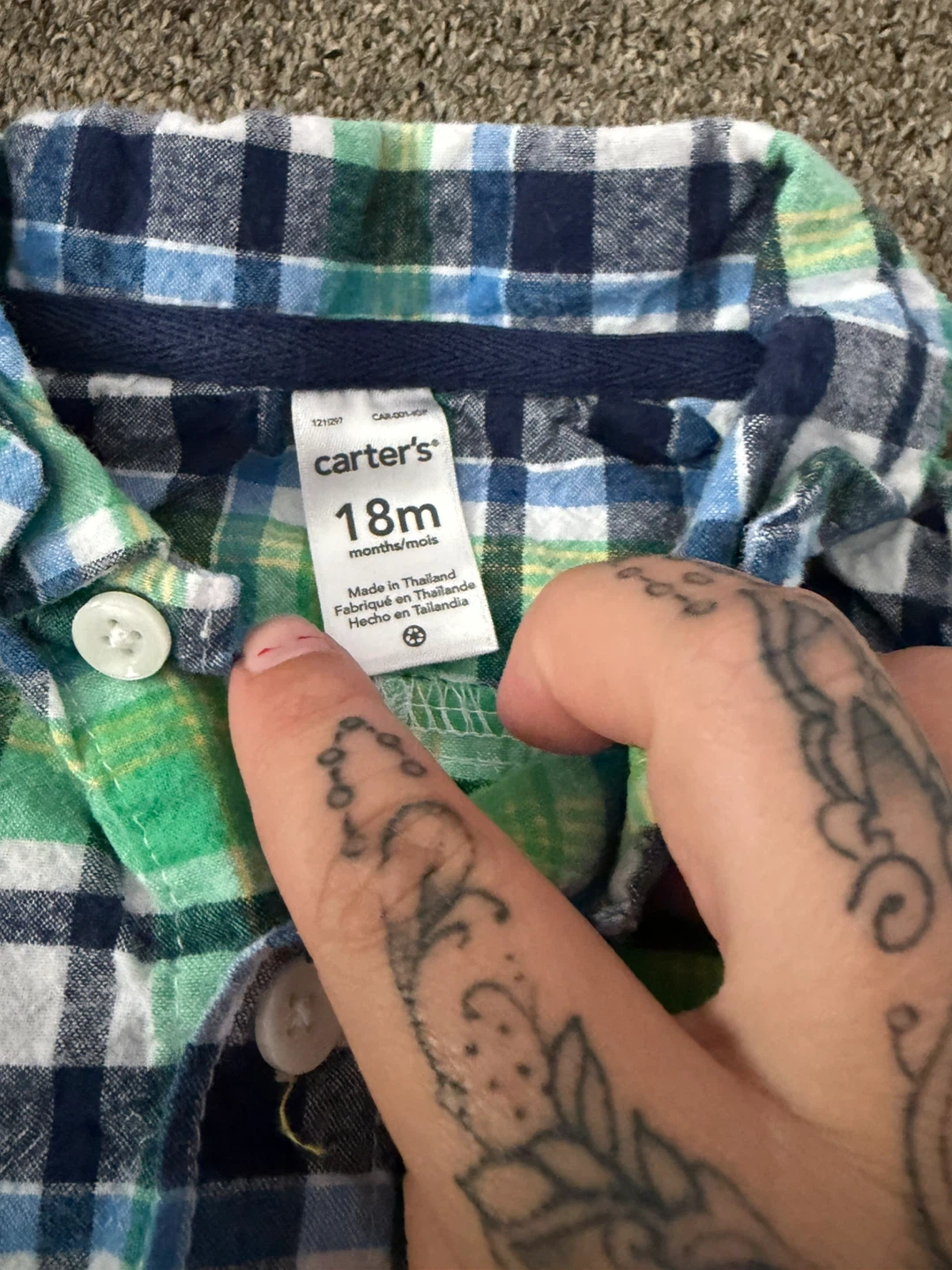 Carter's Plaid Button-Up Romper - 18 Months - photo 2