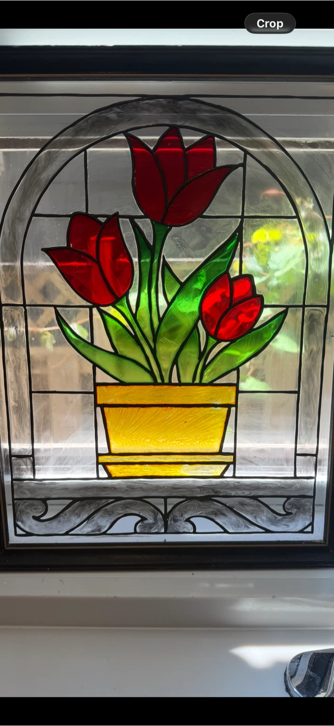 Stained Glass Tulip Panel ORIGINAL 1930 - photo 3