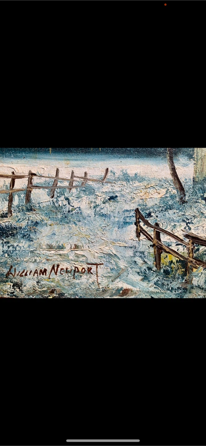 William Newport Winter Barn Scene Oil Painting - photo 3