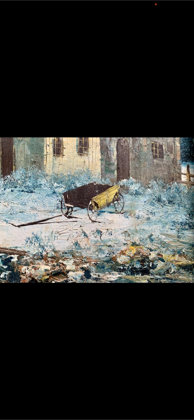 William Newport Winter Barn Scene Oil Painting - photo 4