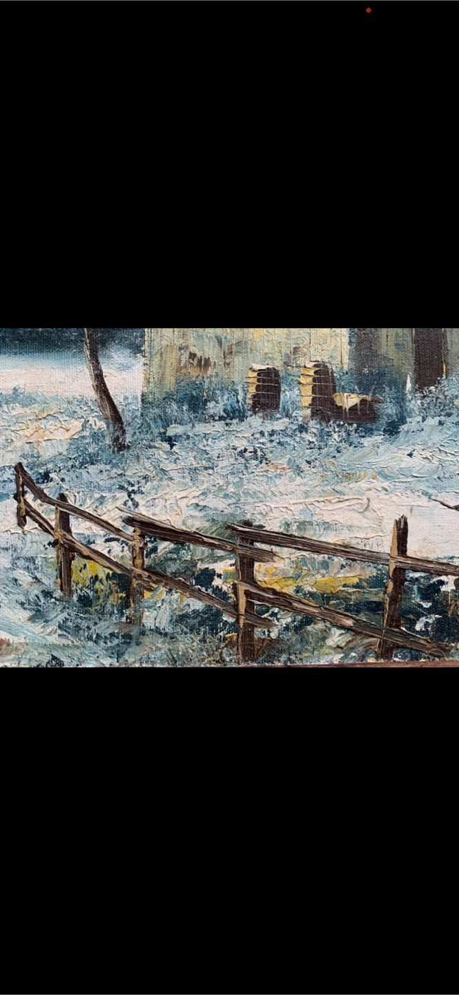William Newport Winter Barn Scene Oil Painting - photo 5