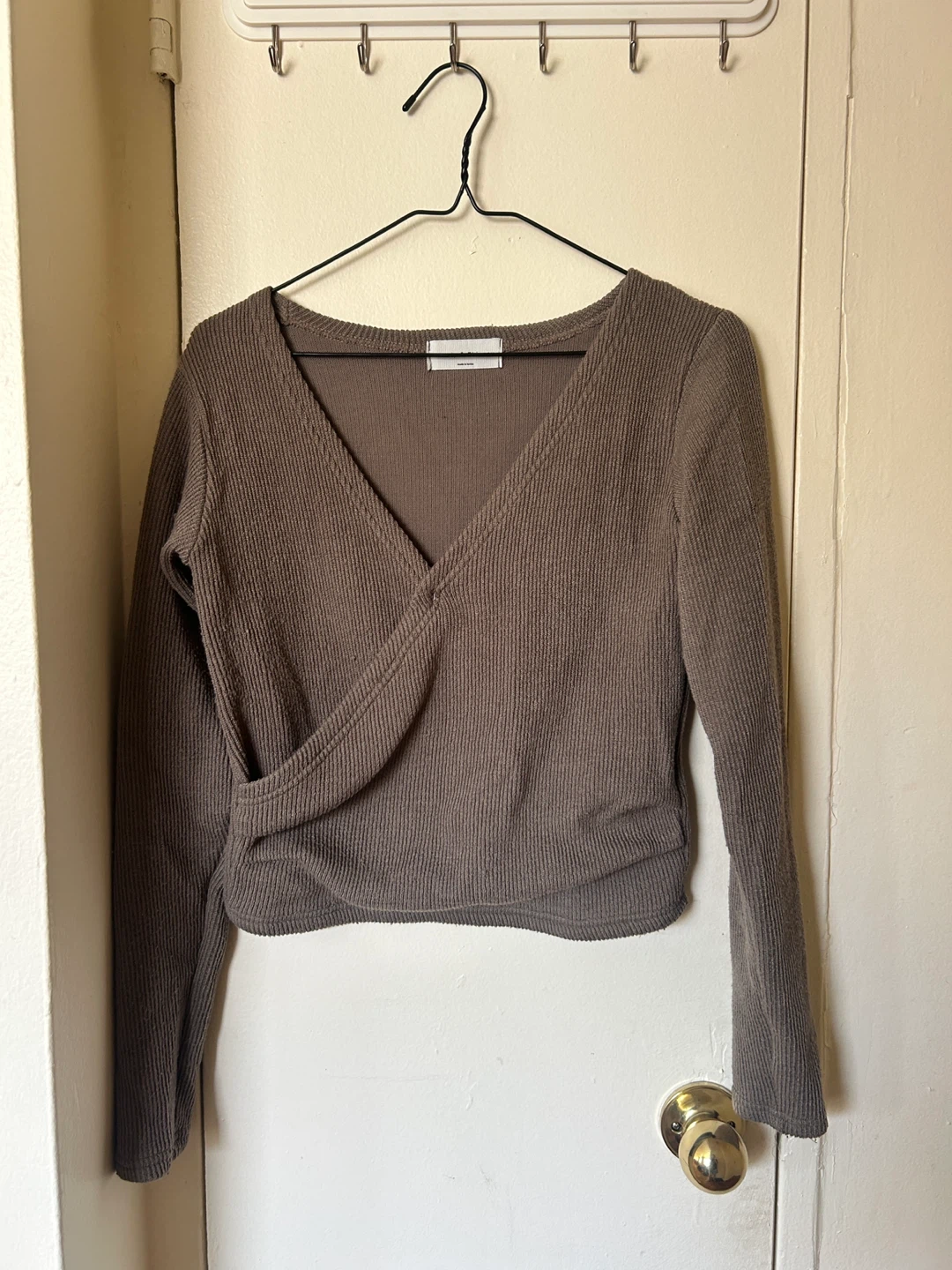 Levely & Thisway Brown Long Sleeve Wrap Top