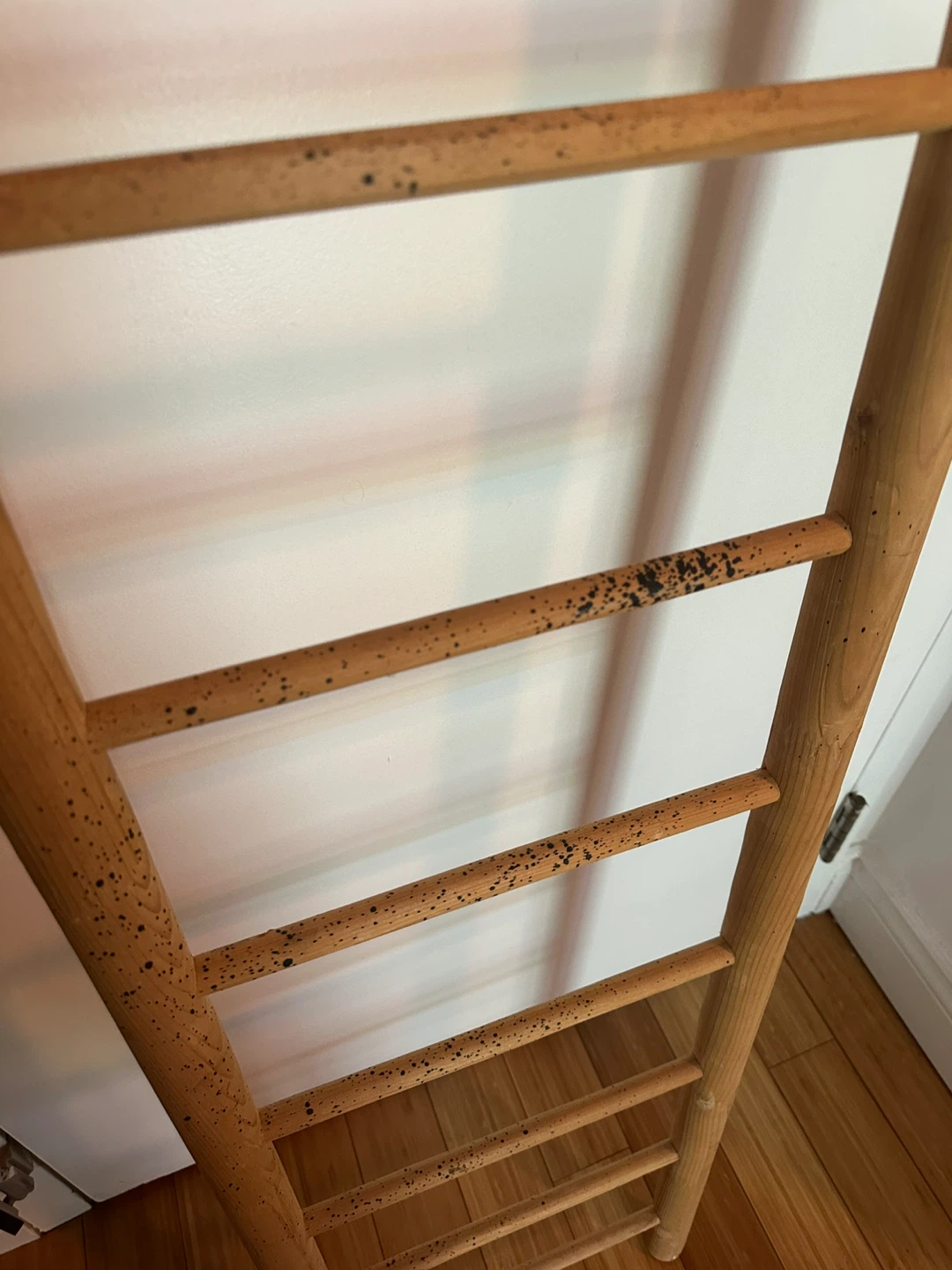 VINTAGE PINE WOOD JAPANESE DECOR LADDER BLANKET MAGAZINE RACK - photo 2