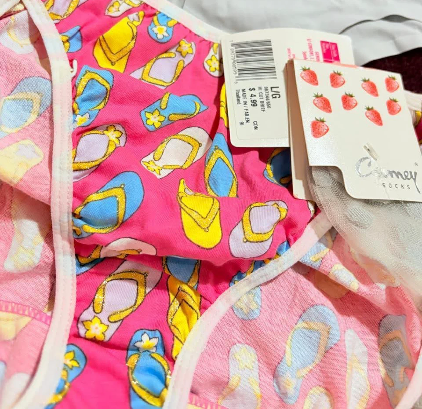 Pink Flip Flop Pattern Underwear Girls Large