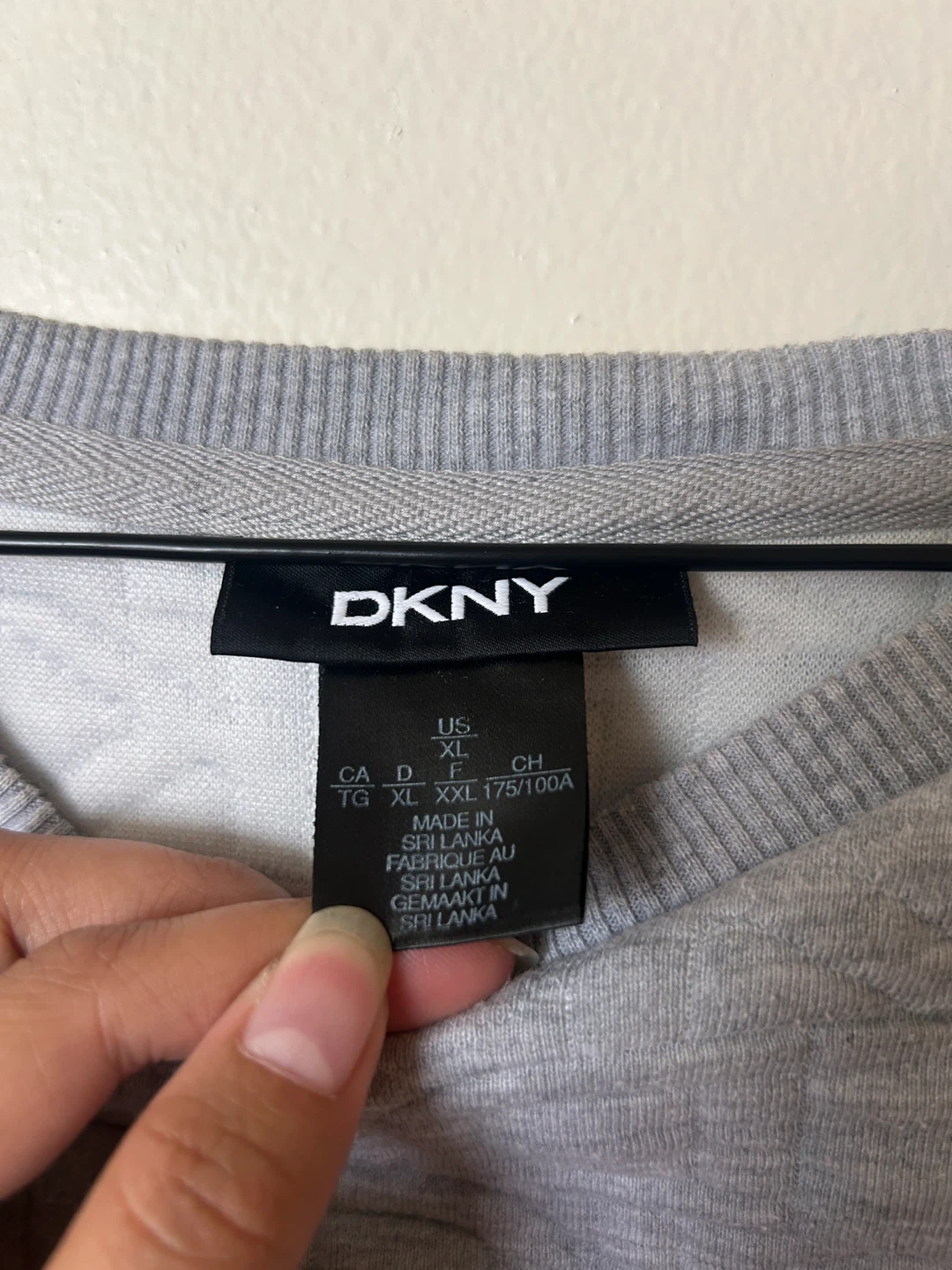 DKNY Grey Quilted Crewneck Sweater - photo 2