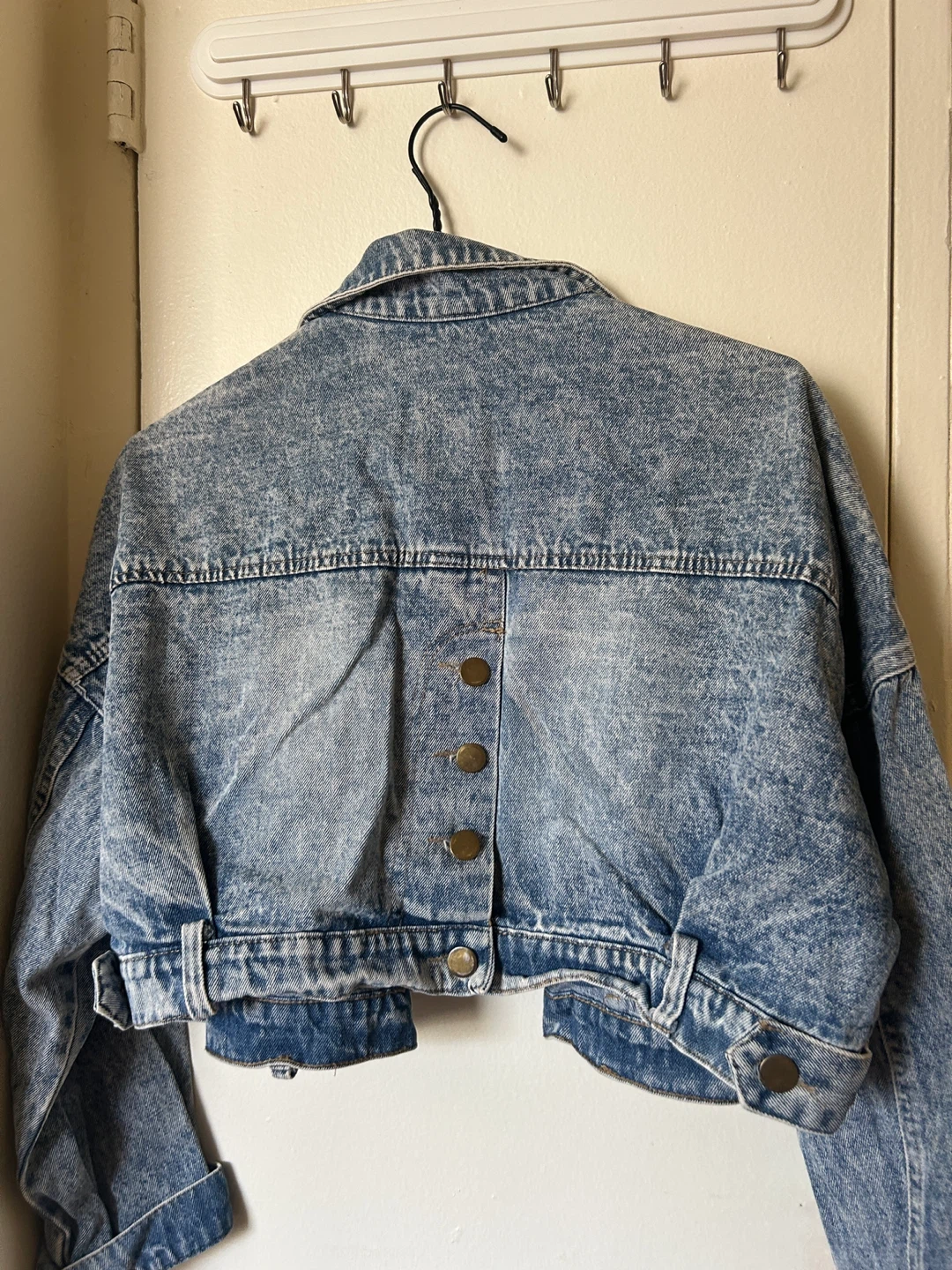 Washed Denim Cropped Jacket - photo 2