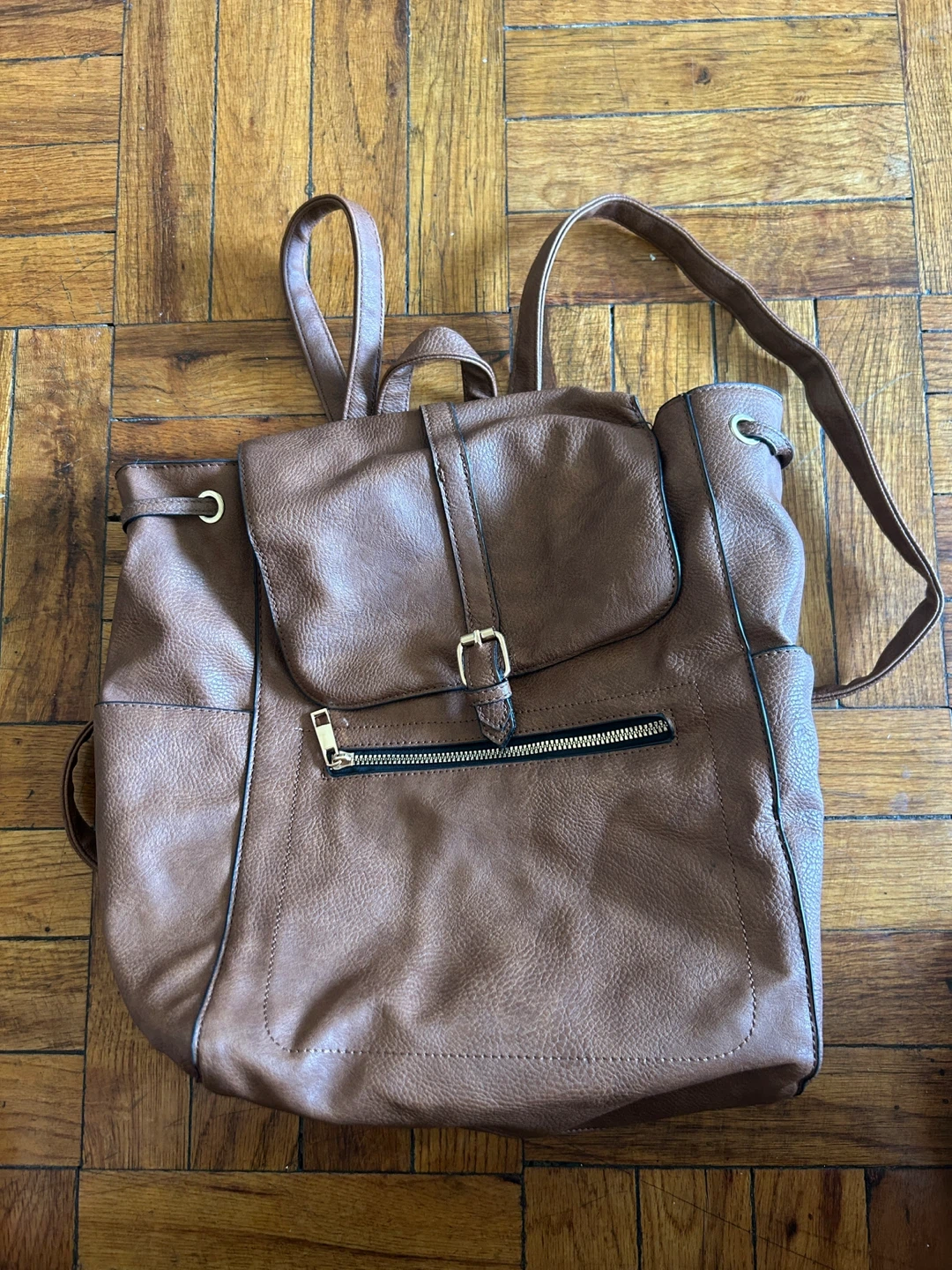 Ardene Brown Faux Leather Backpack
