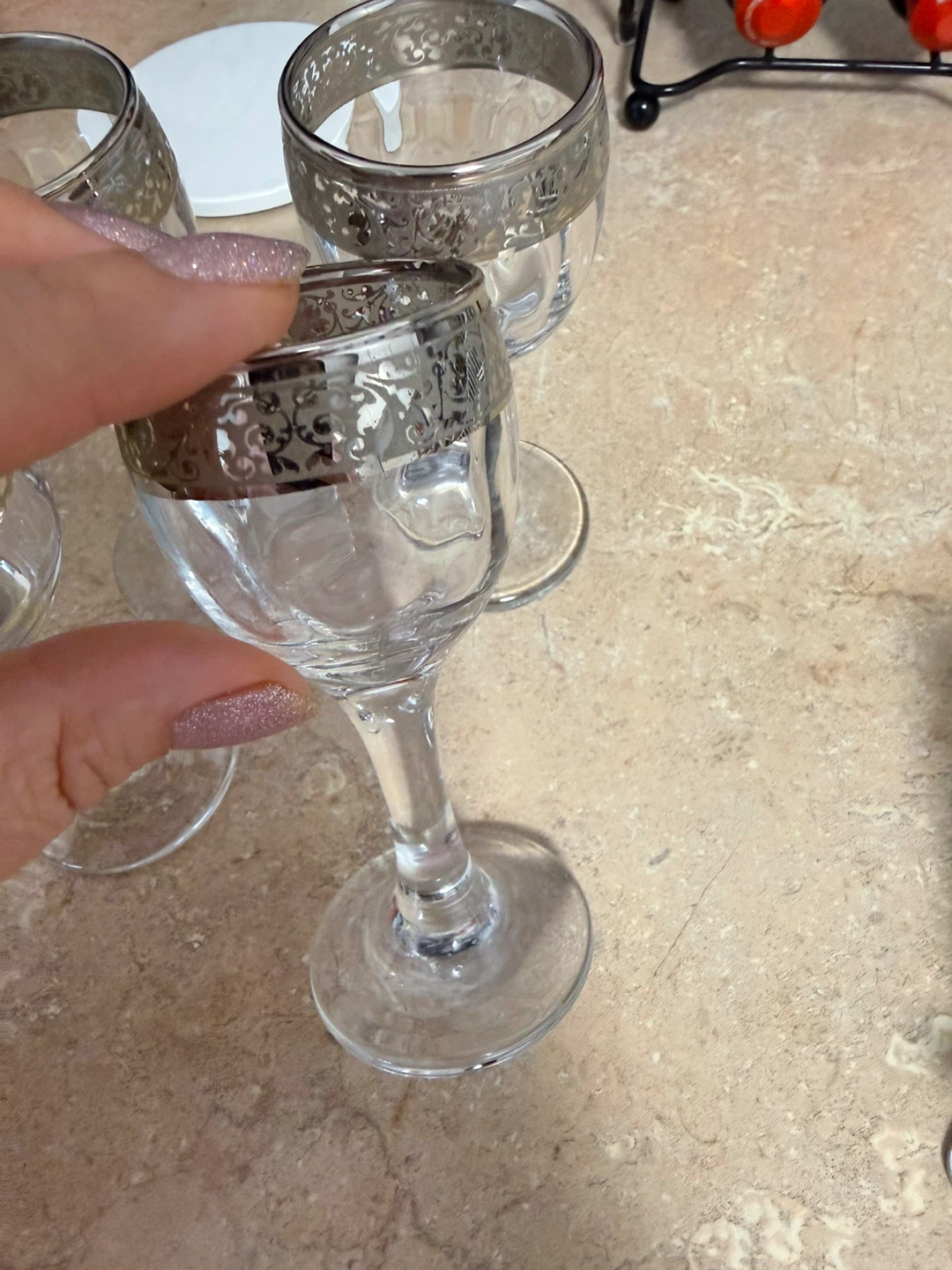 Set of 4 Clear  Glasses with Silver Rim - photo 4