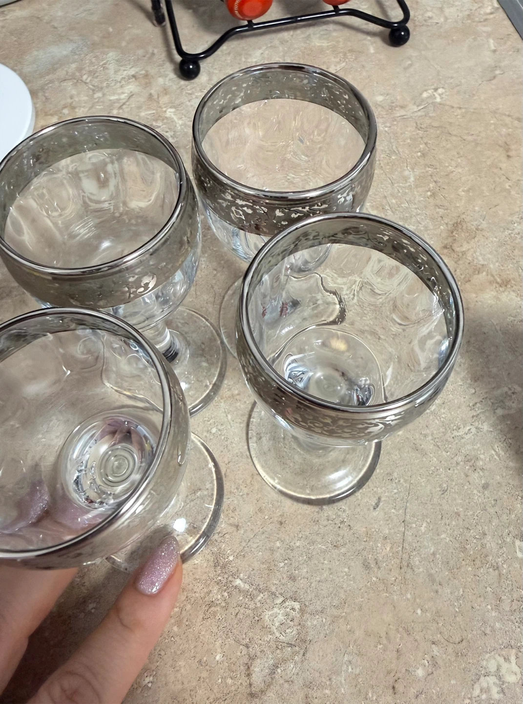 Set of 4 Clear  Glasses with Silver Rim - photo 5