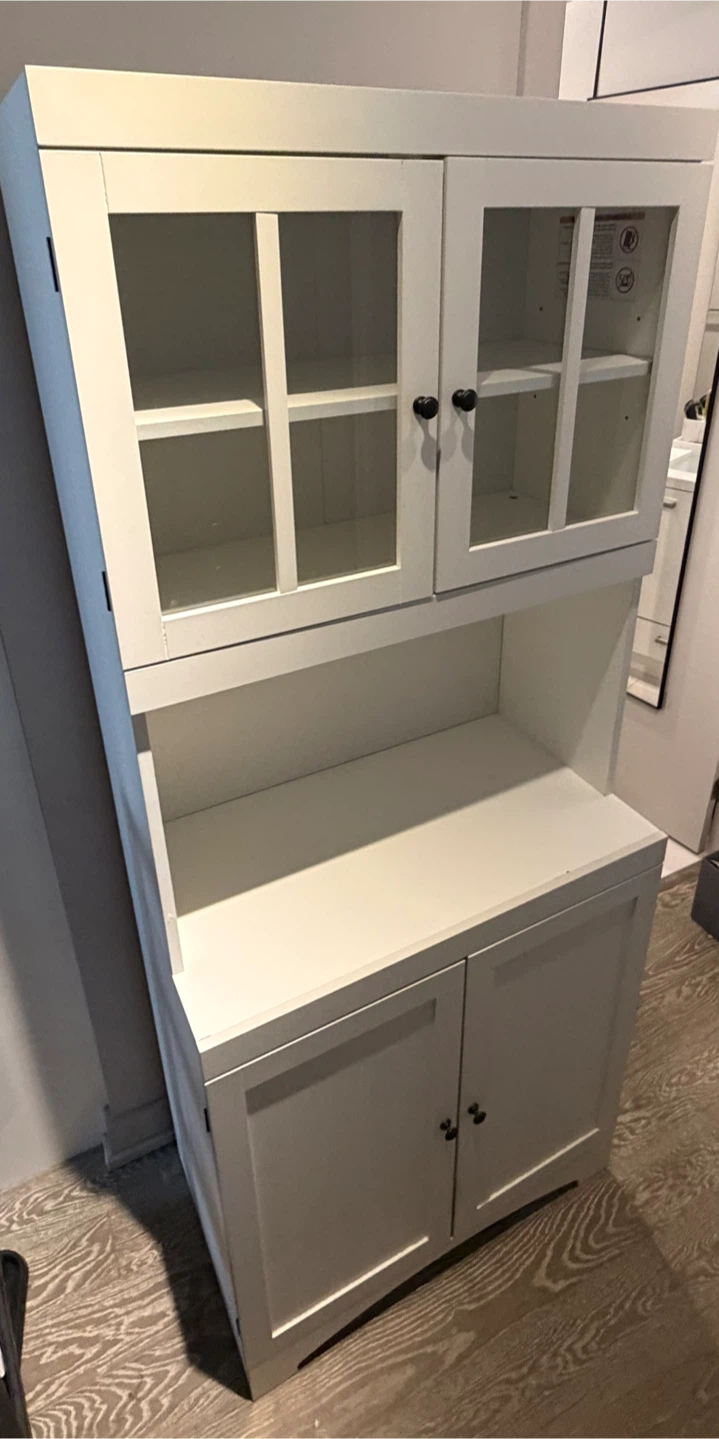 White Hutch with Glass Doors