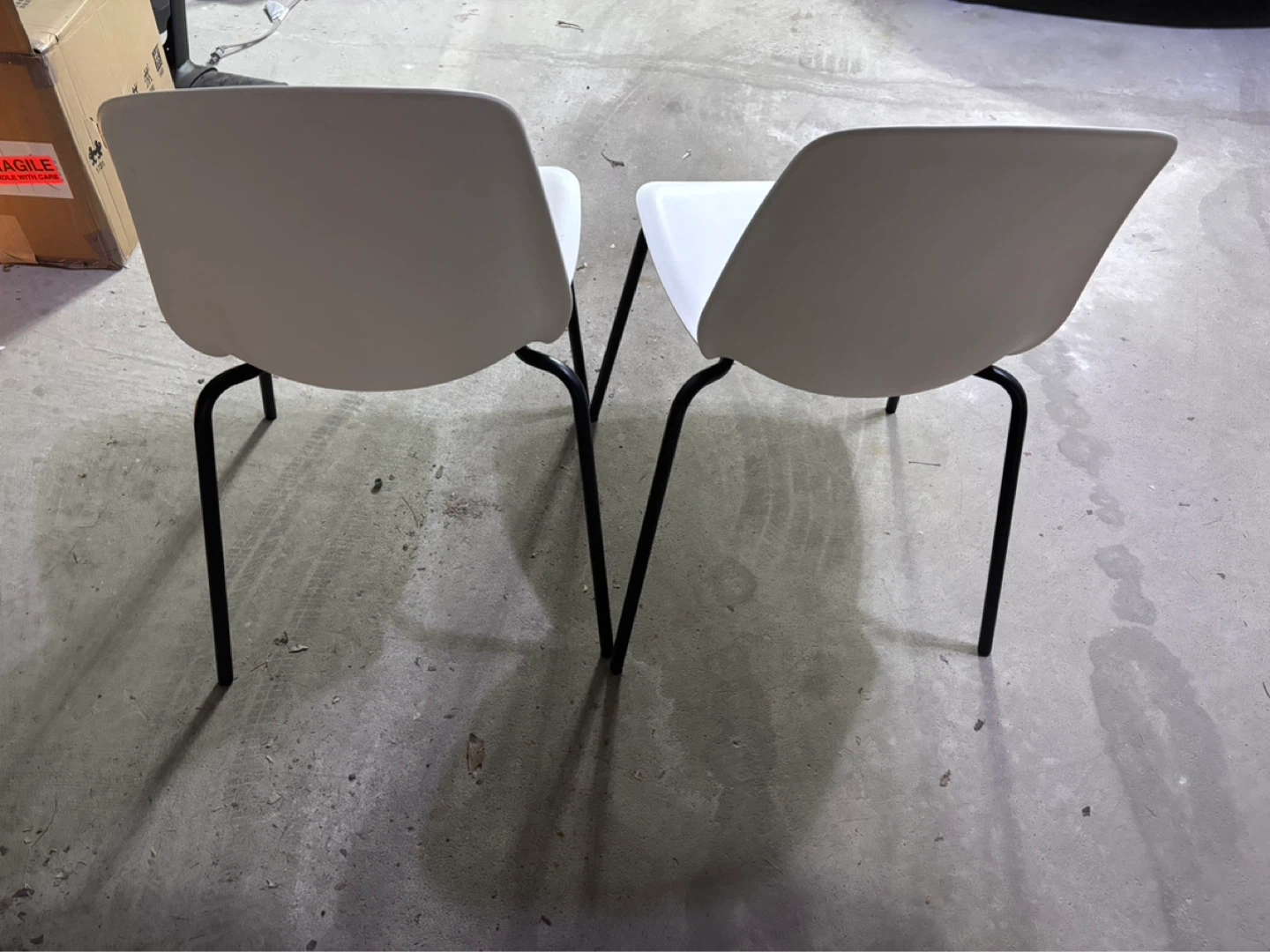 IKEA Set of 2 White Chairs with Black Legs - photo 3