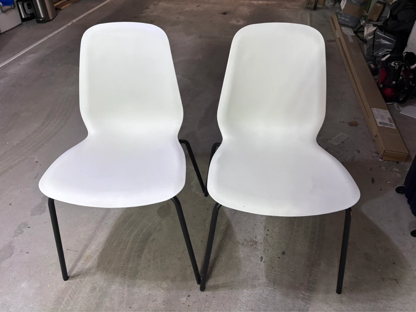 IKEA Set of 2 White Chairs with Black Legs