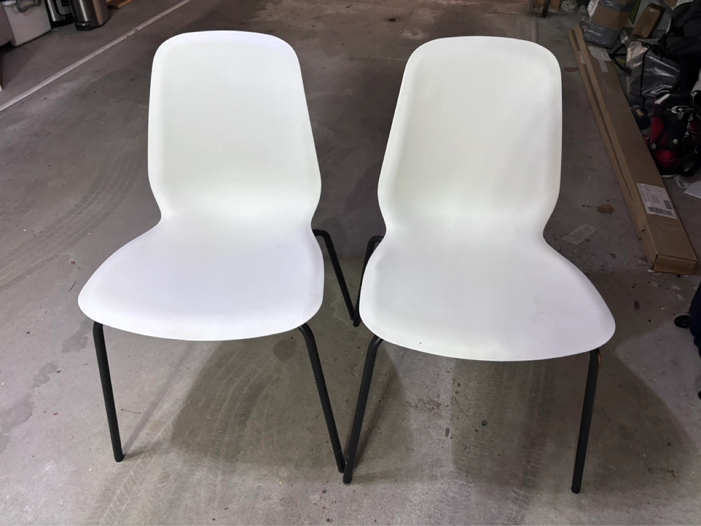 IKEA Set of 2 White Chairs with Black Legs - photo 2