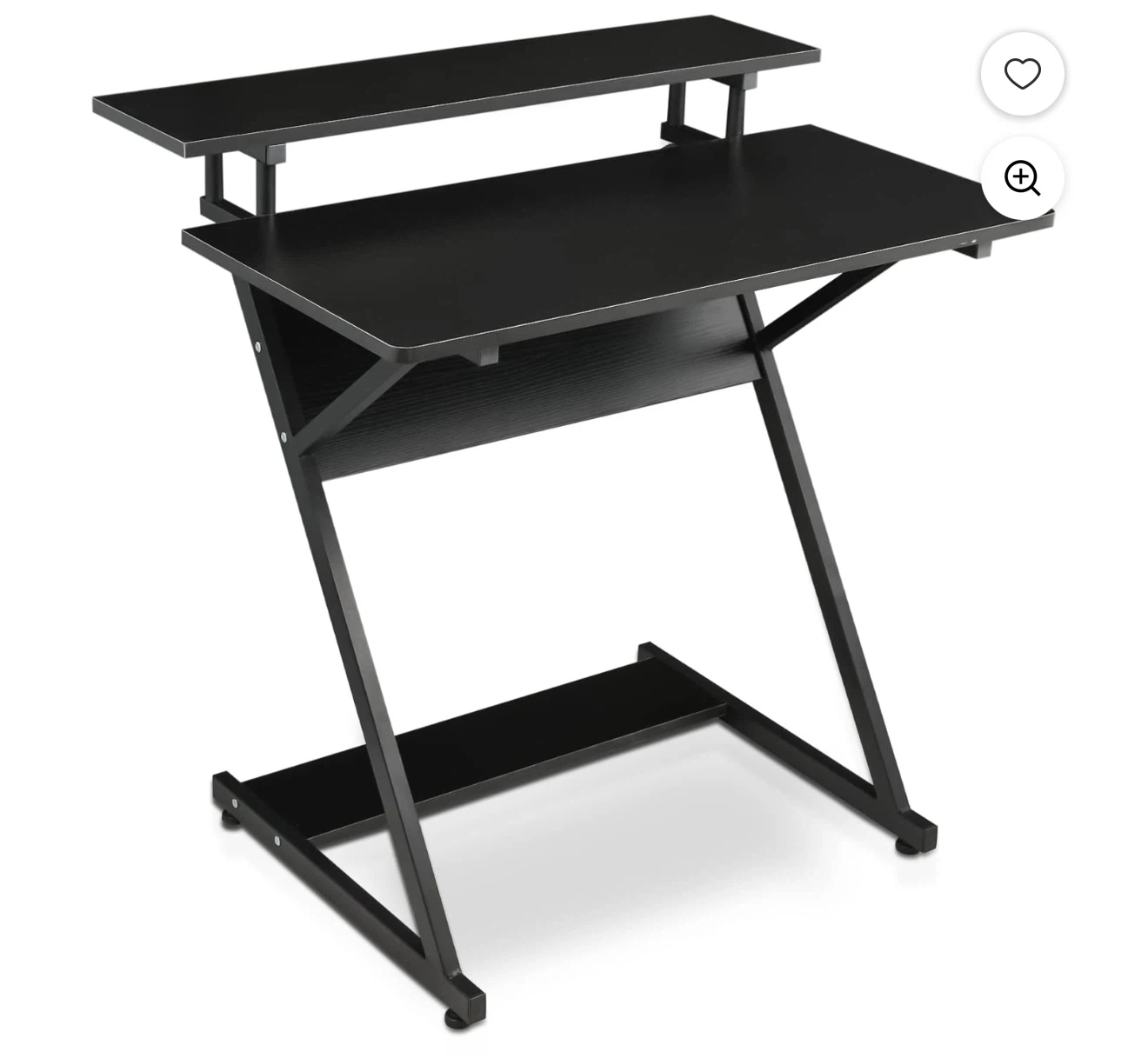 Black Computer Desk with Elevated Shelf