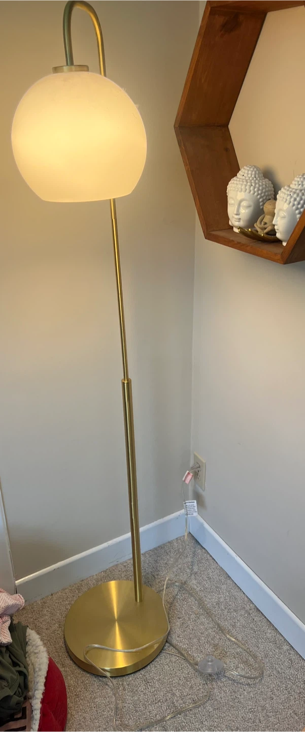 Gold Floor Lamp with White Globe Shade - photo 2