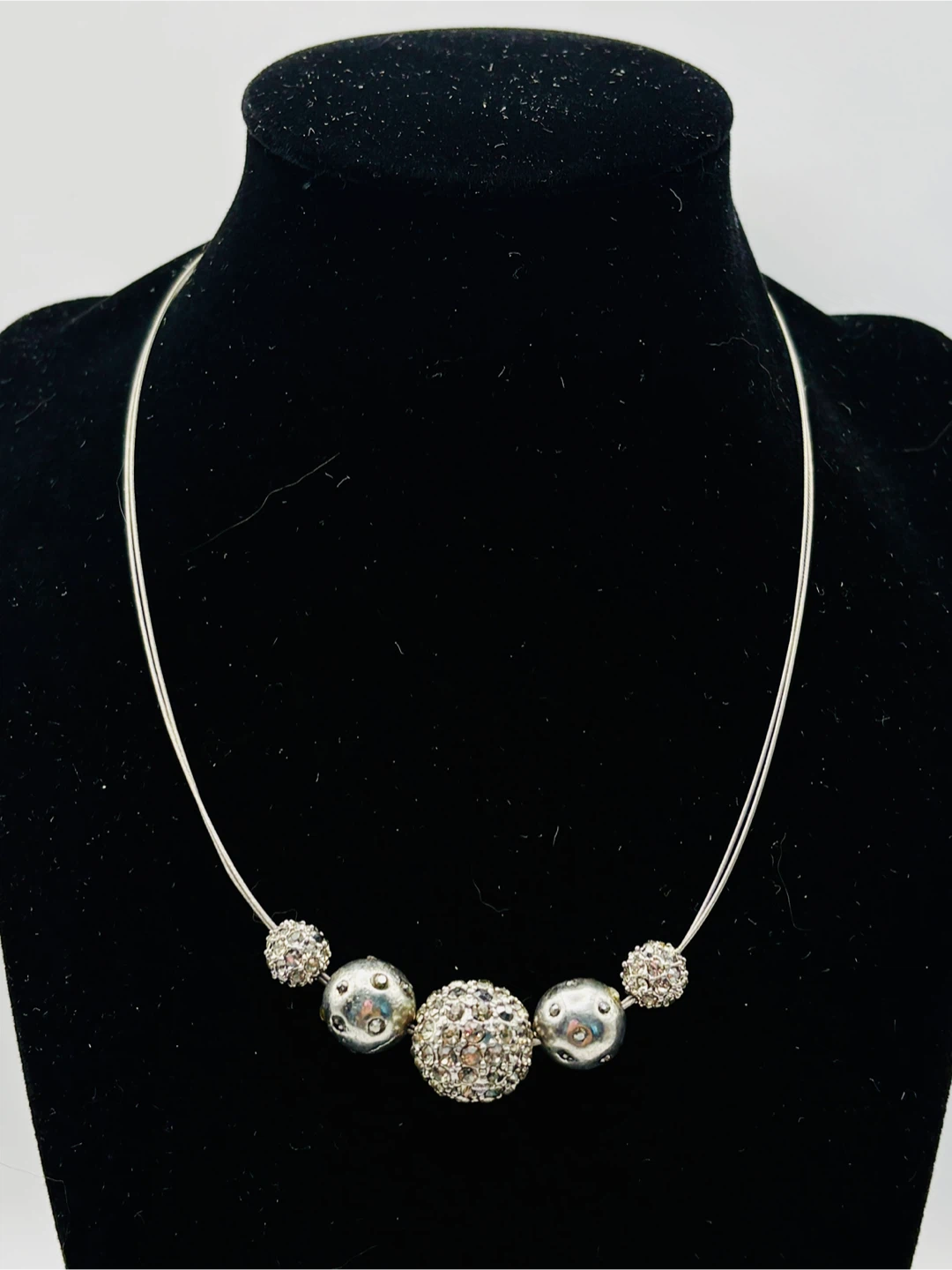 Chico's Silver Tone Necklace with Crystal Accents