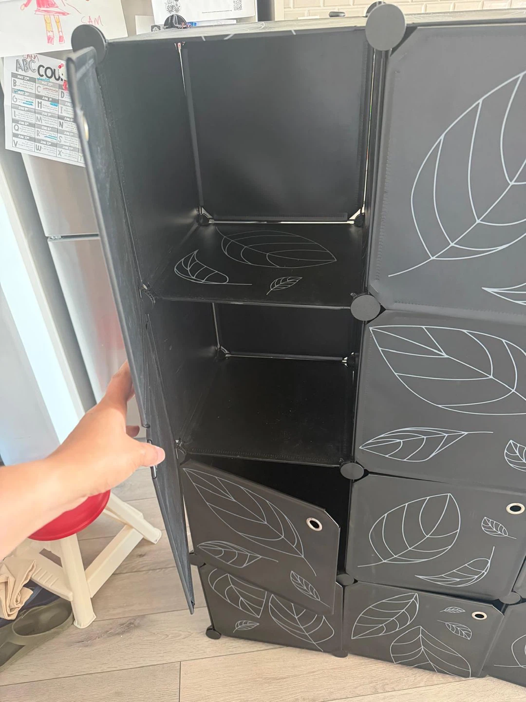 Black Storage Cube Unit with Leaf Design - photo 2