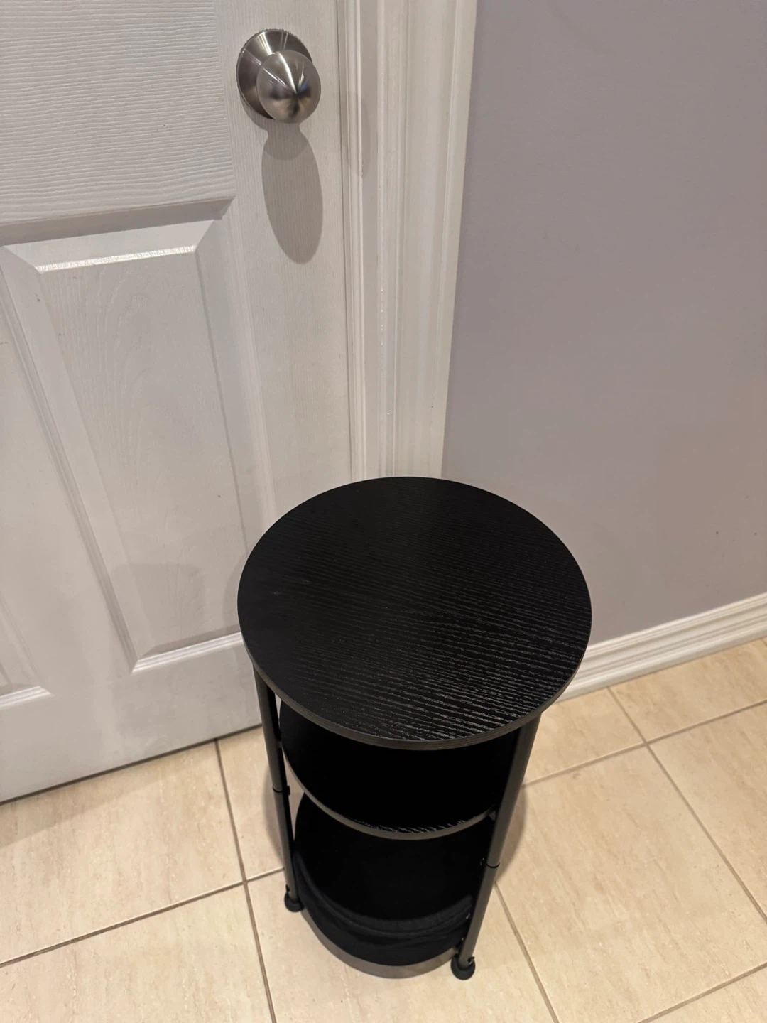 Black 3-Tier Round Side Table with Storage Basket - photo 2