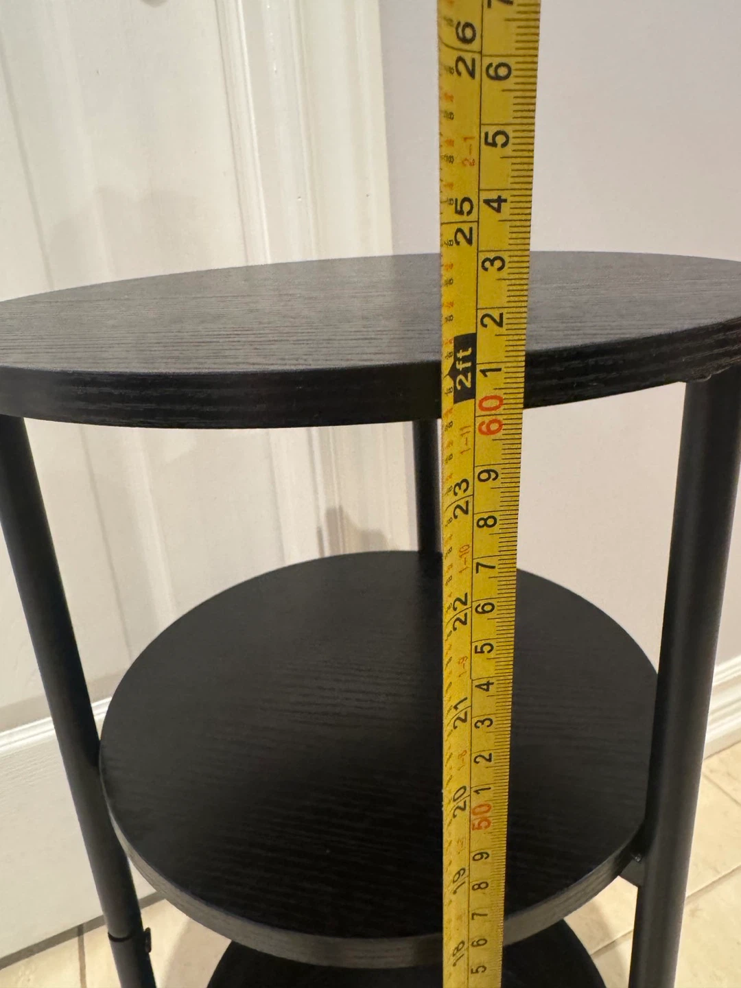 Black 3-Tier Round Side Table with Storage Basket - photo 5