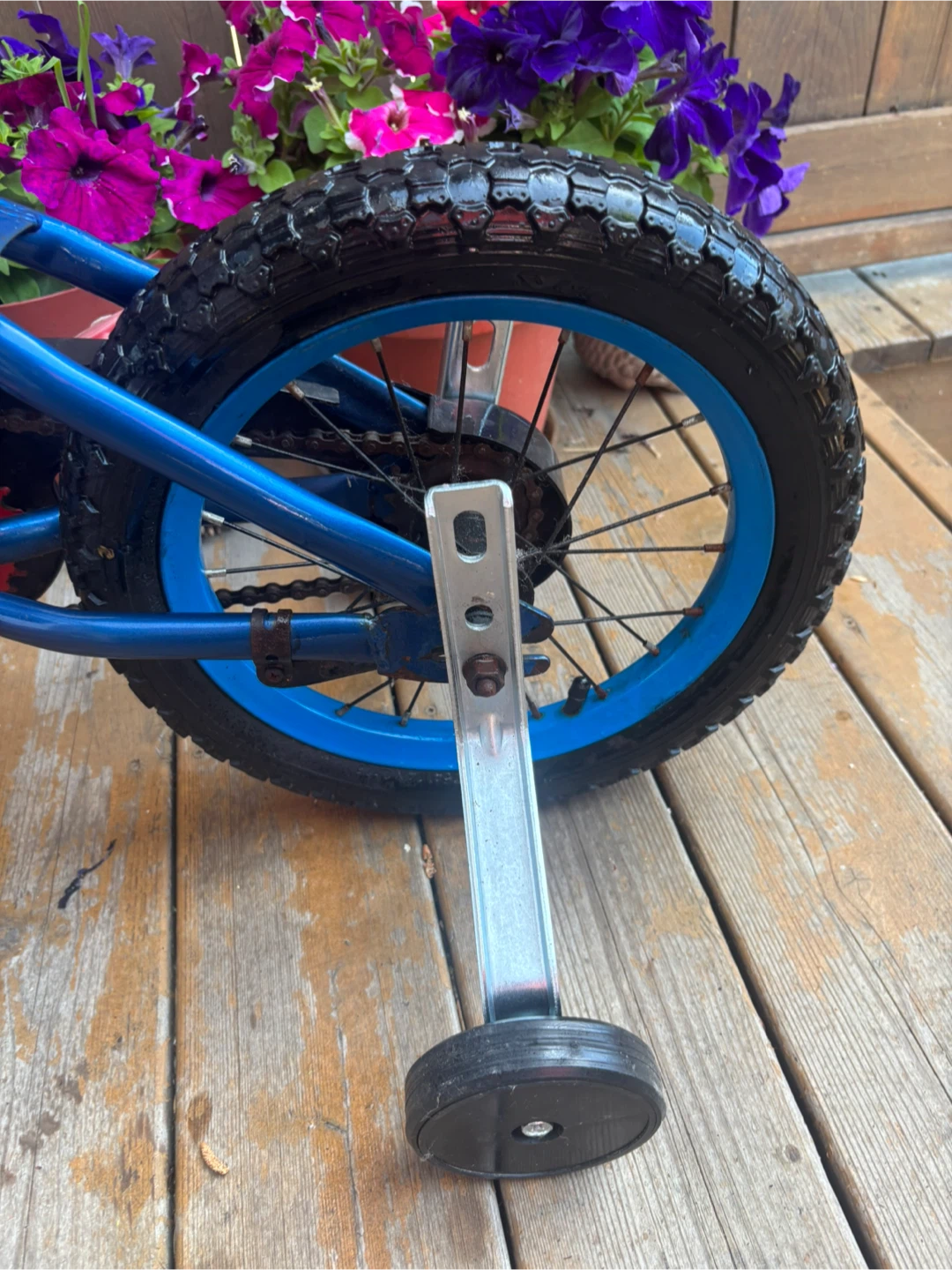 Blue and Red Kids Bike with Training Wheels - photo 2