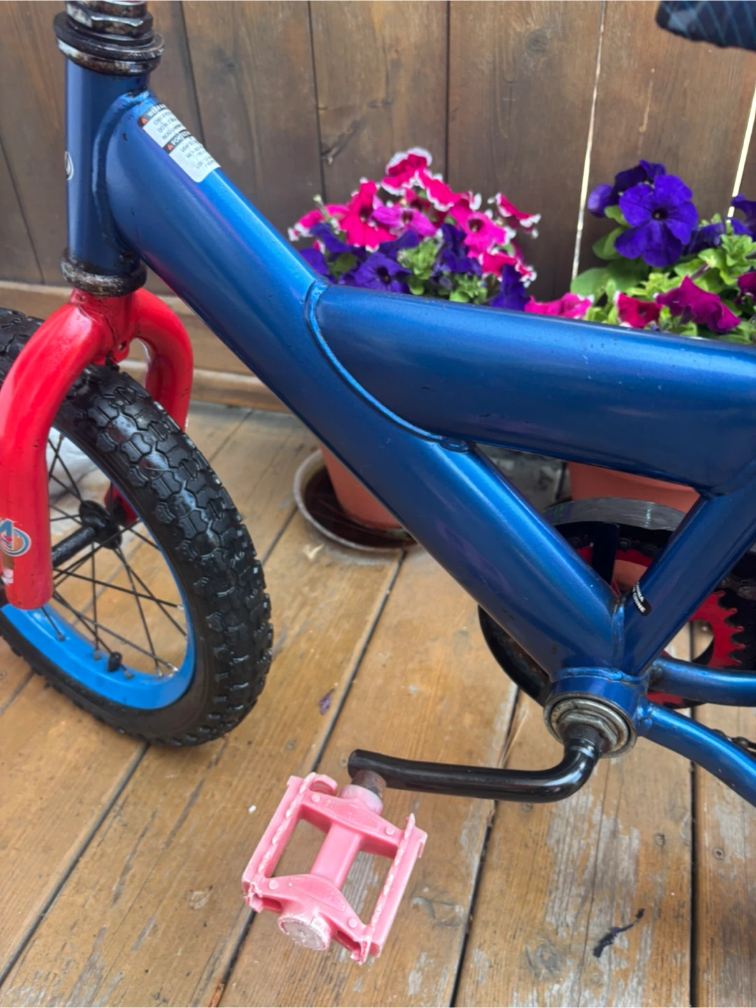 Blue and Red Kids Bike with Training Wheels - photo 3