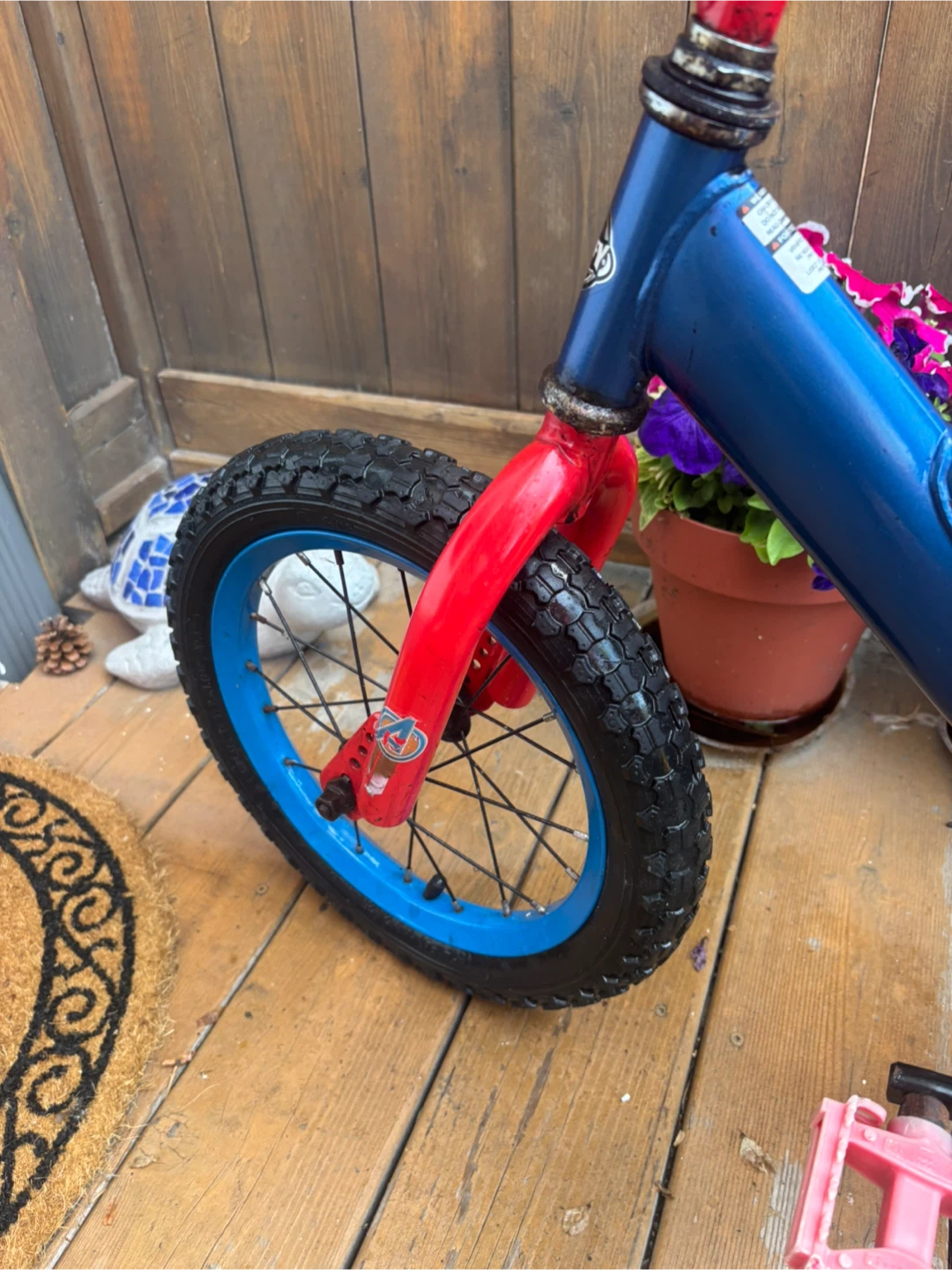 Blue and Red Kids Bike with Training Wheels - photo 4