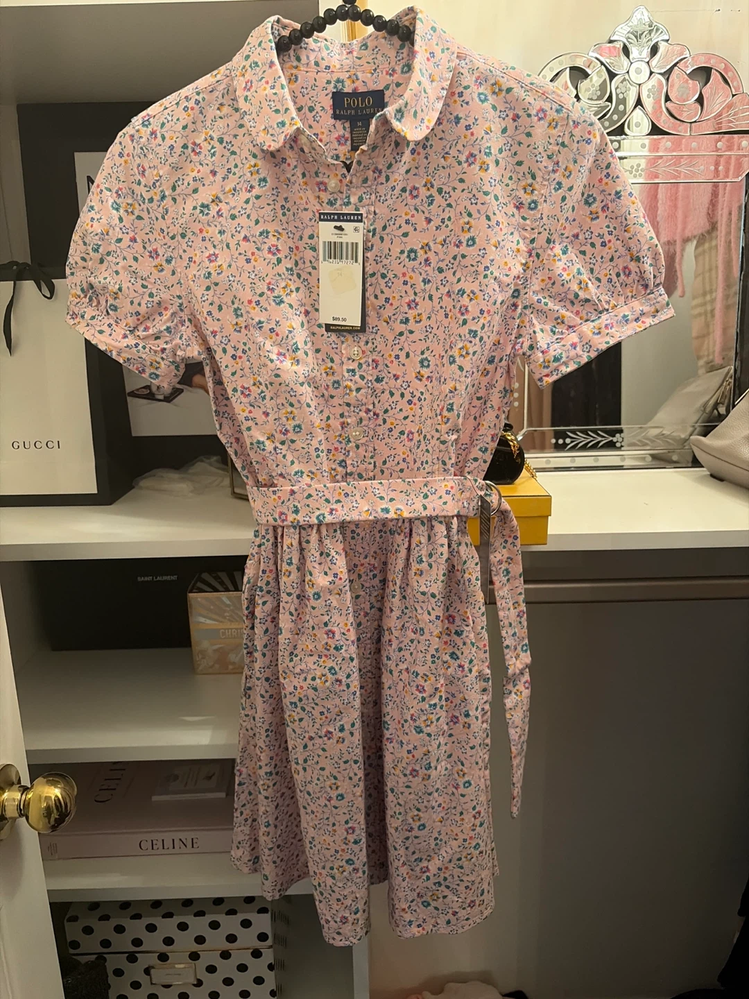 Polo Ralph Lauren Pink Floral Dress Size 14 Youth