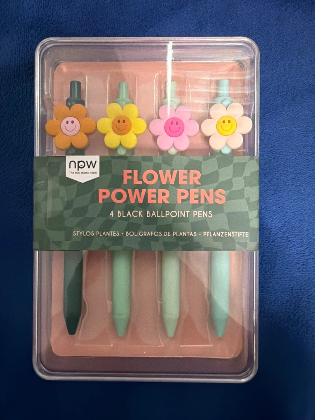 Flower Power Pens - 4 Black Ballpoint Pens