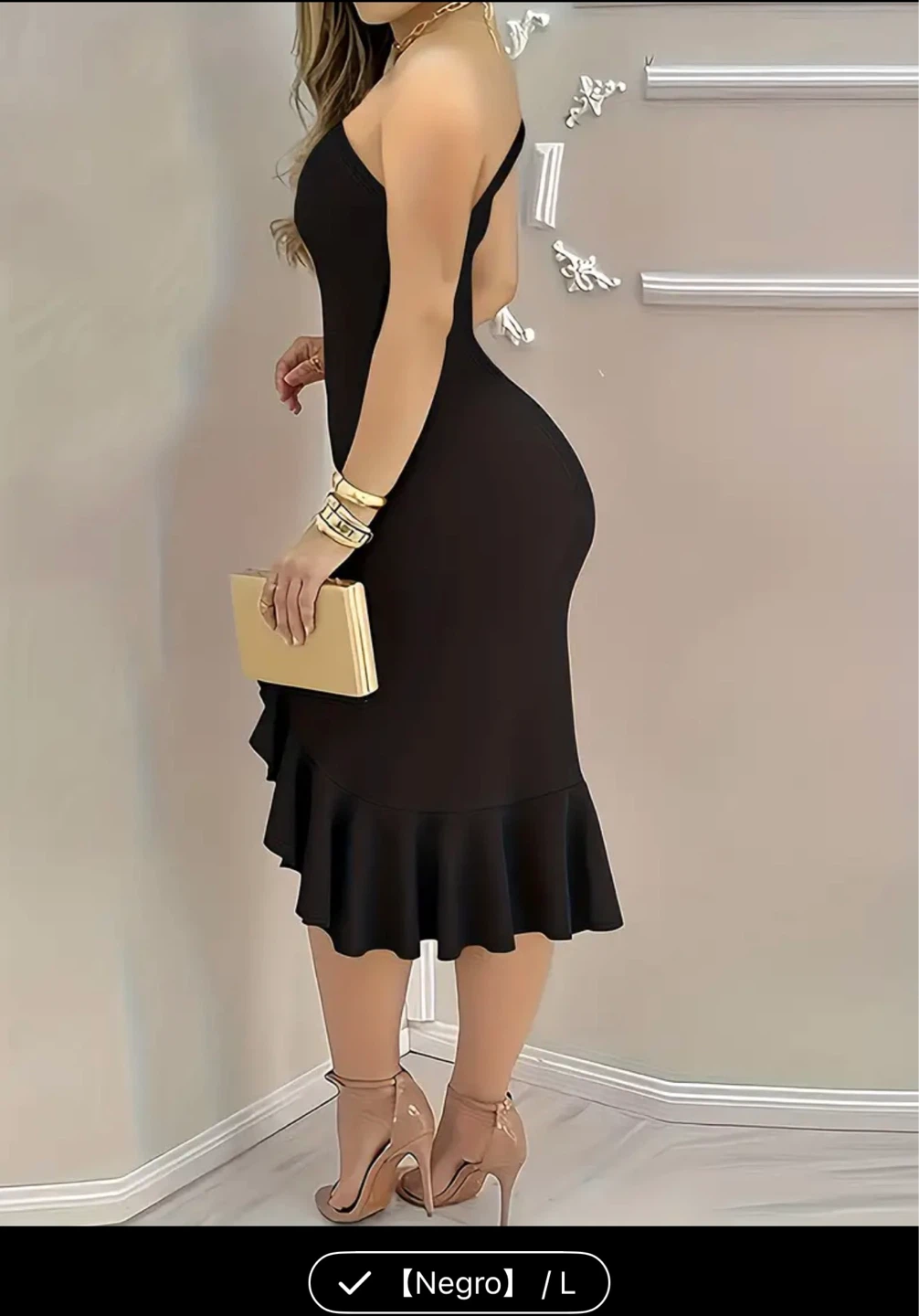 Black One-Shoulder Ruffle Dress - photo 2