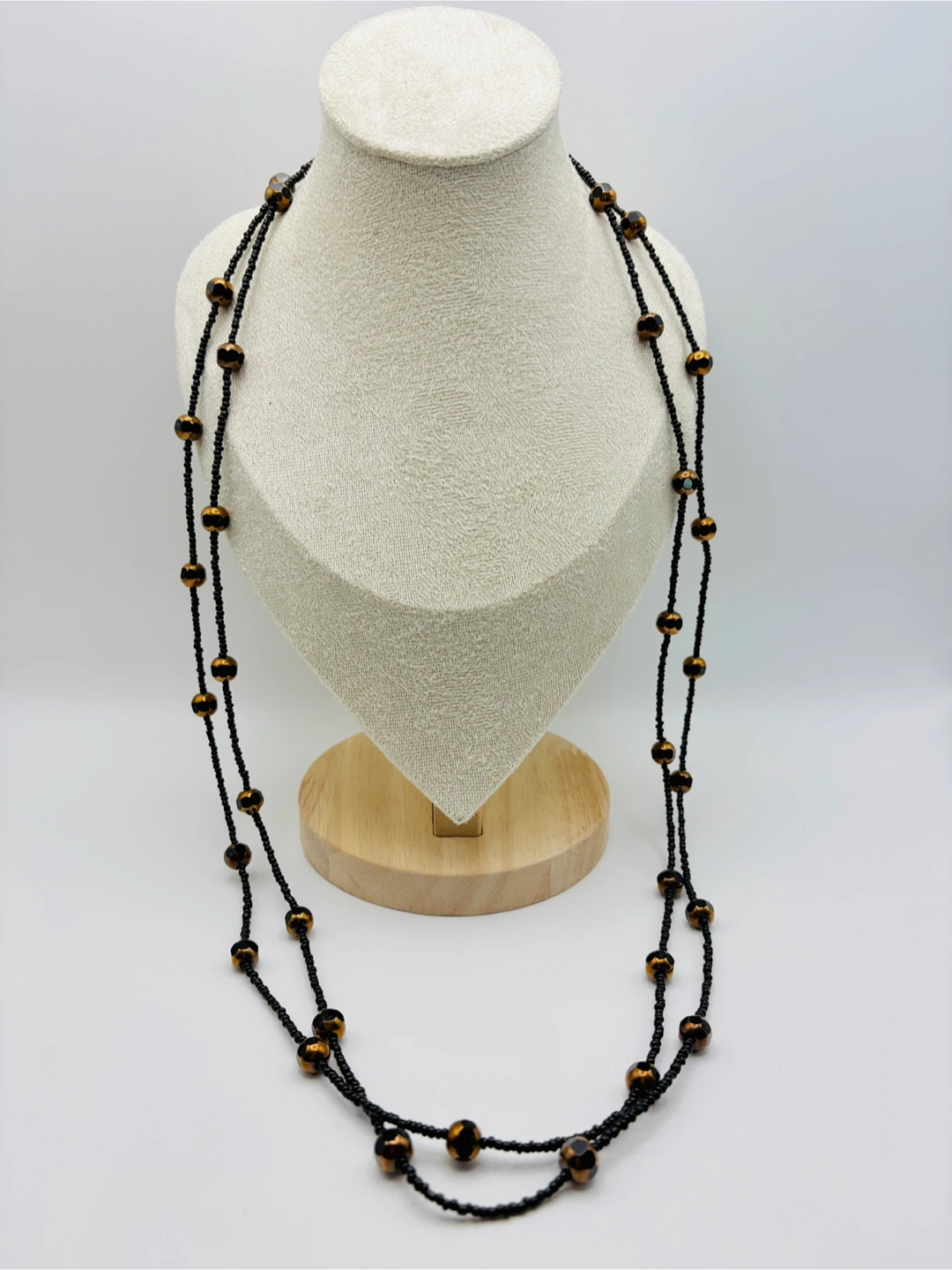 Black and Gold Faceted Beaded Necklace