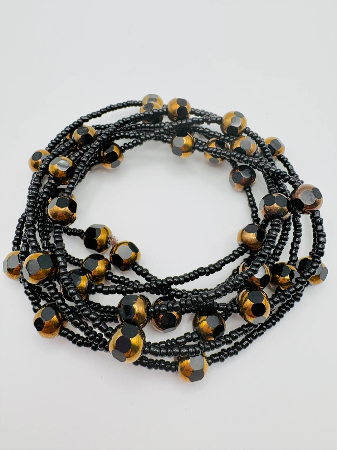 Black and Gold Faceted Beaded Necklace - photo 3