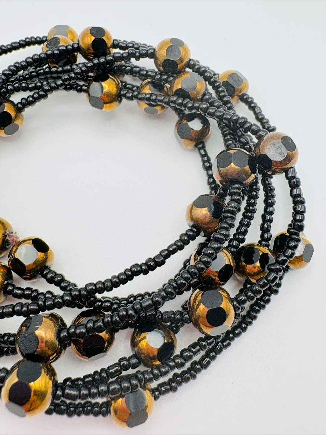 Black and Gold Faceted Beaded Necklace - photo 4
