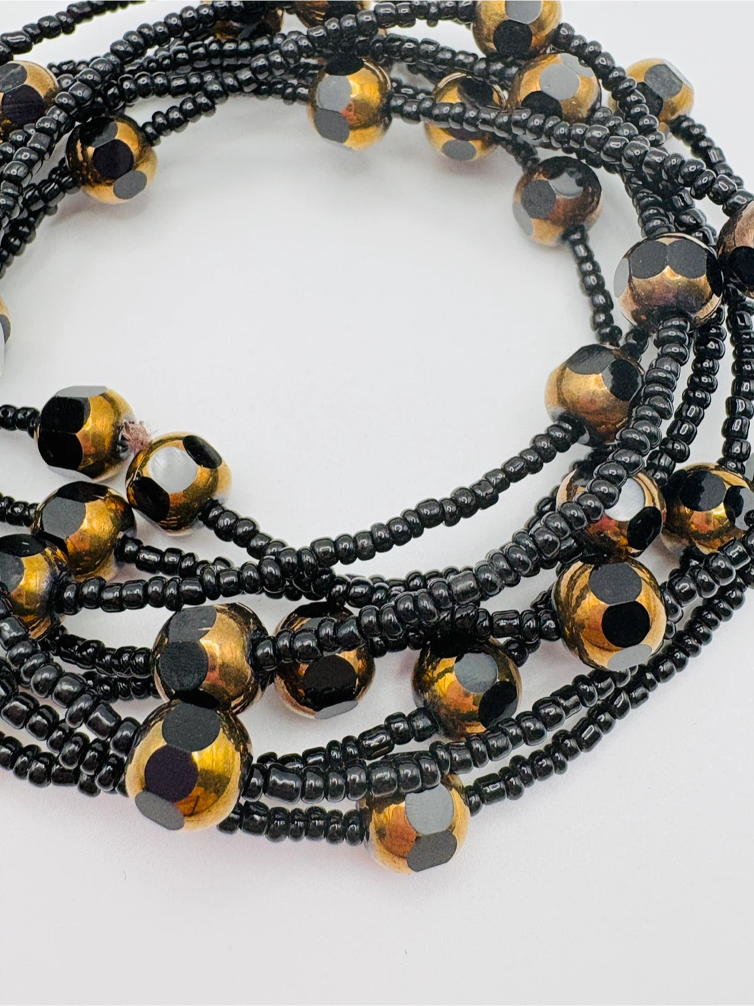 Black and Gold Faceted Beaded Necklace - photo 5