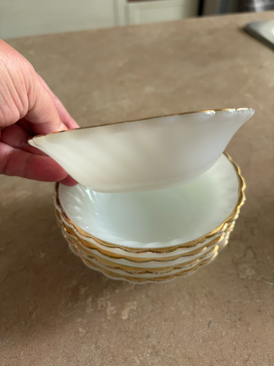 Fire King Milk Glass Bowls with Gold Rim - photo 2
