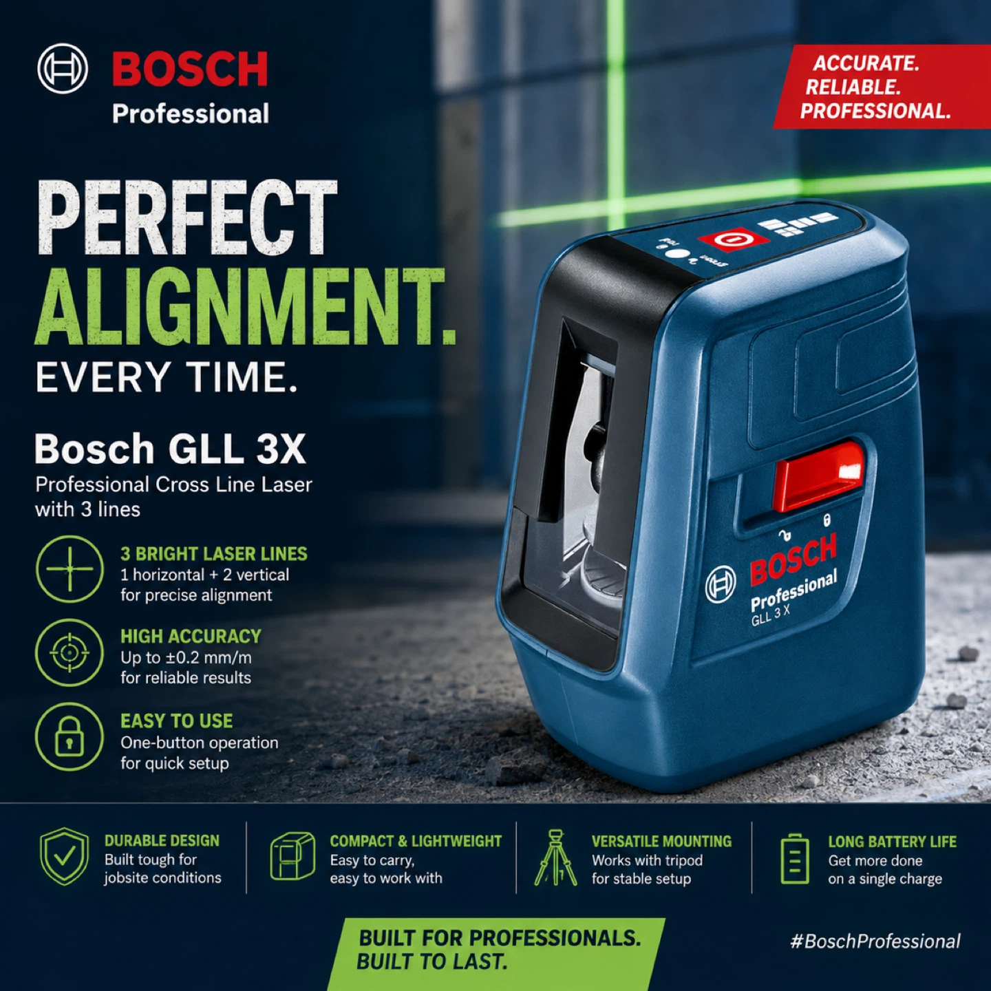 Bosch GLL 3X Professional Cross Line Laser