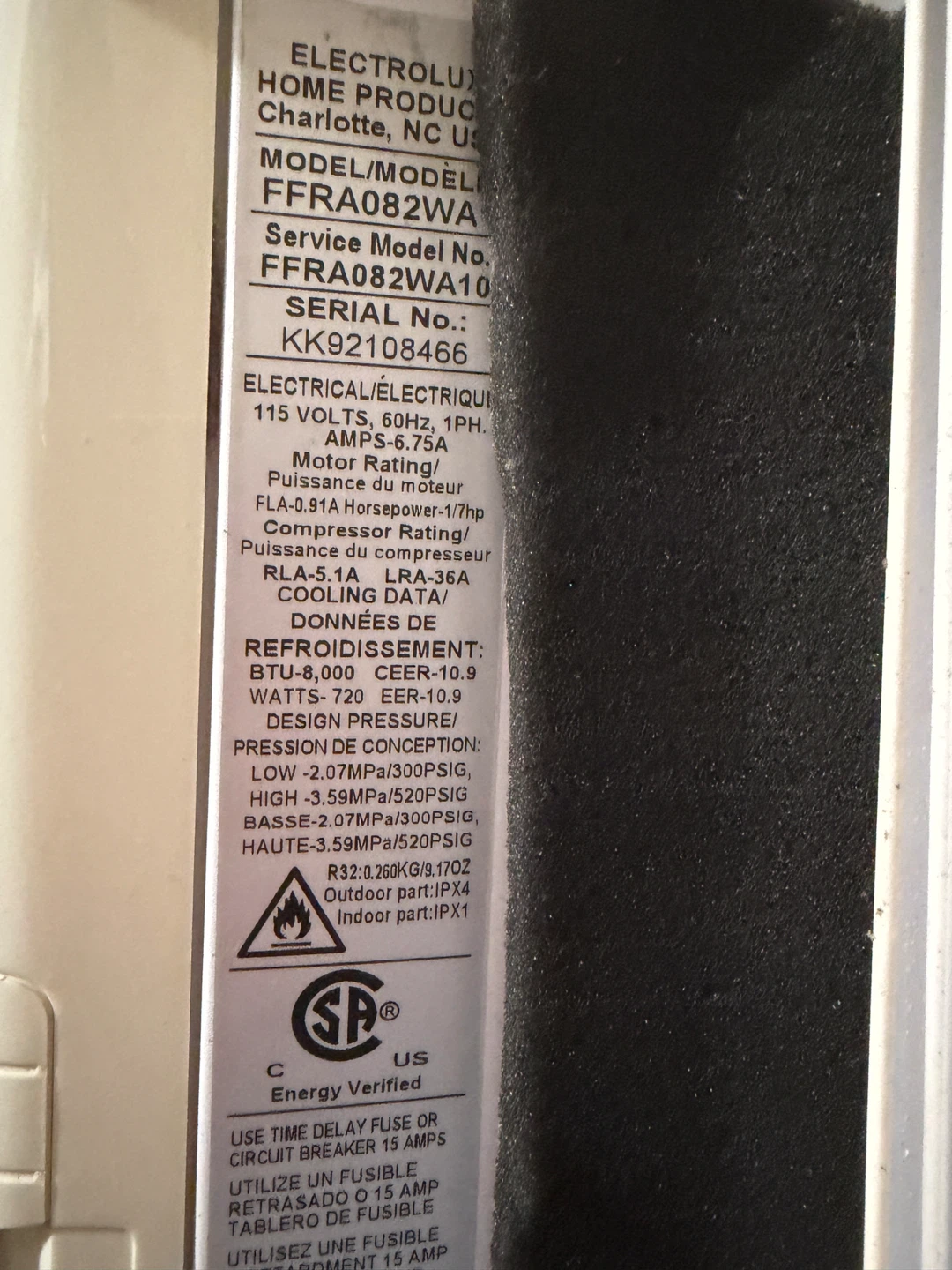 Frigidaire Window Air Conditioner BTu 8000 - photo 2