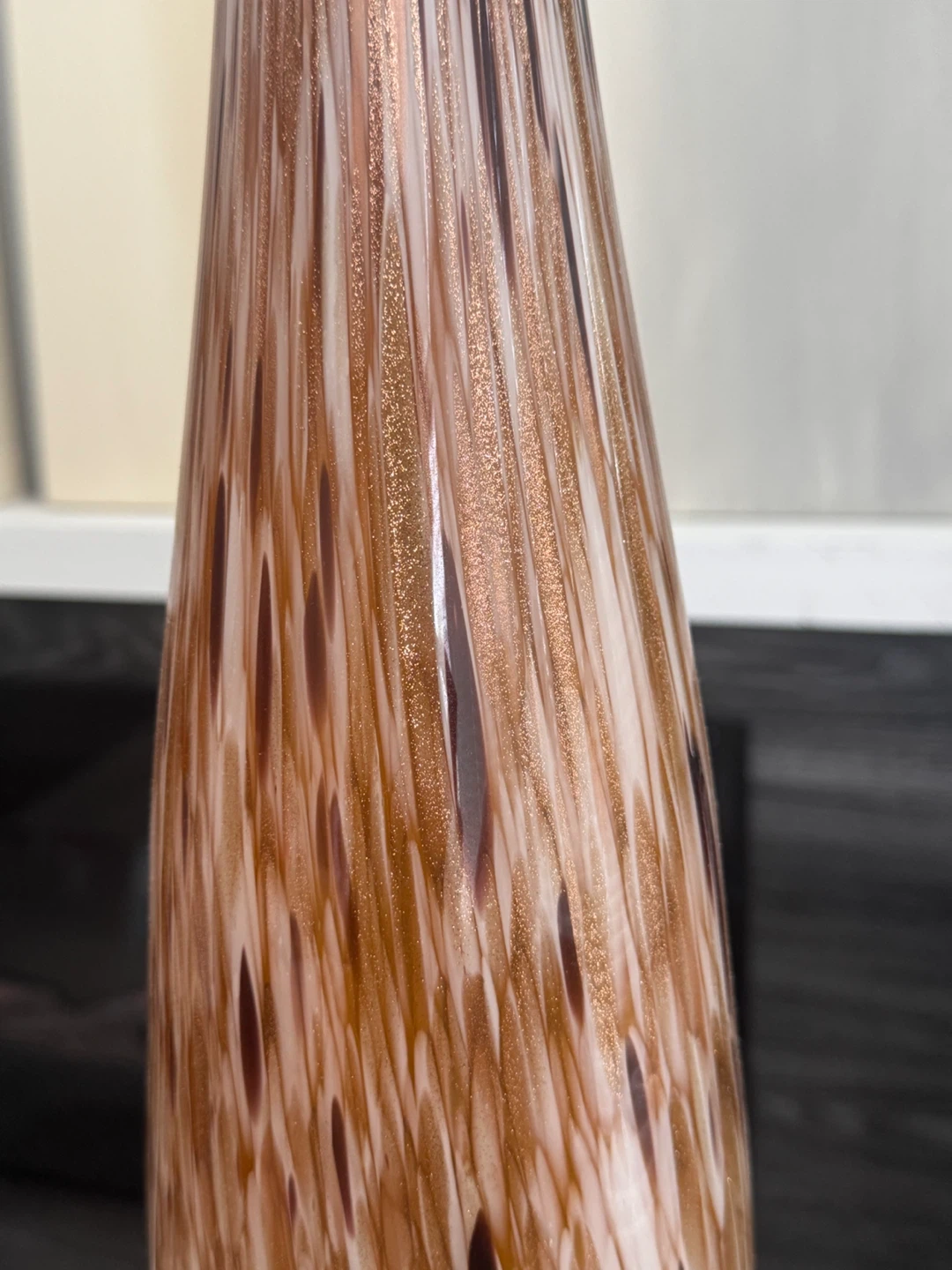 Glass Vase in the style of Murano brown /Gold flecks - photo 3