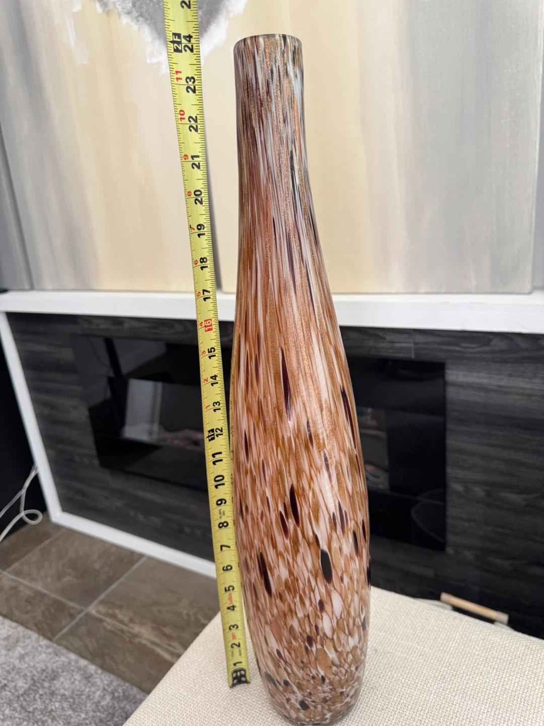 Glass Vase in the style of Murano brown /Gold flecks - photo 4