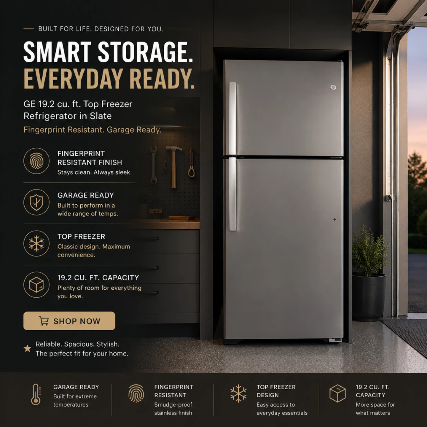 GE 19.2 cu. ft. Top Freezer Refrigerator in Slate
