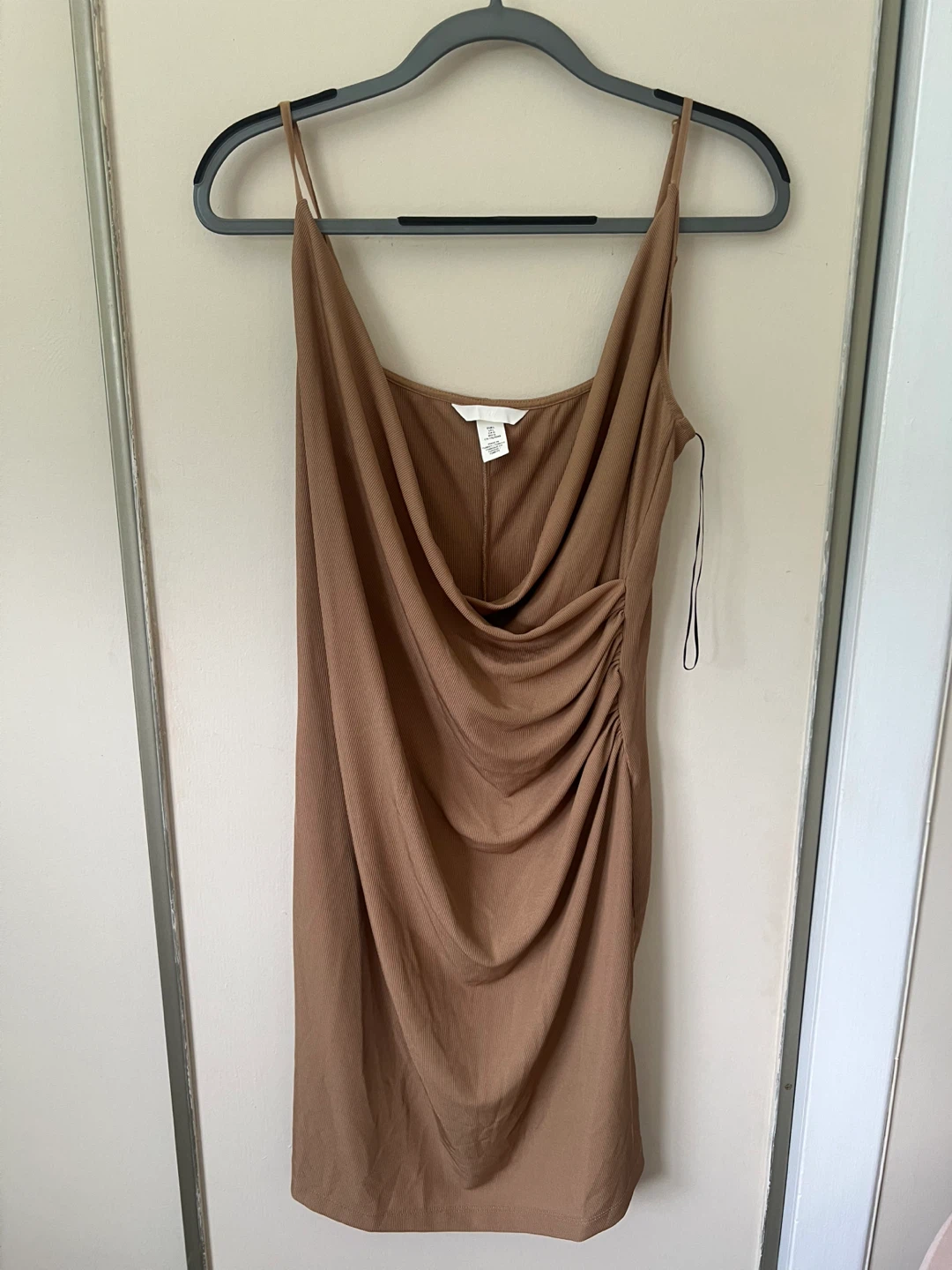 H&M Ruched Bodycon Dress - Brown - Size L