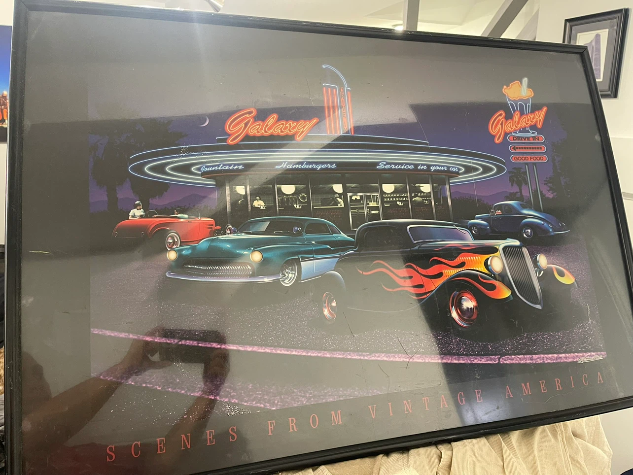 Galaxy Drive-In Vintage American Scene Framed Art
