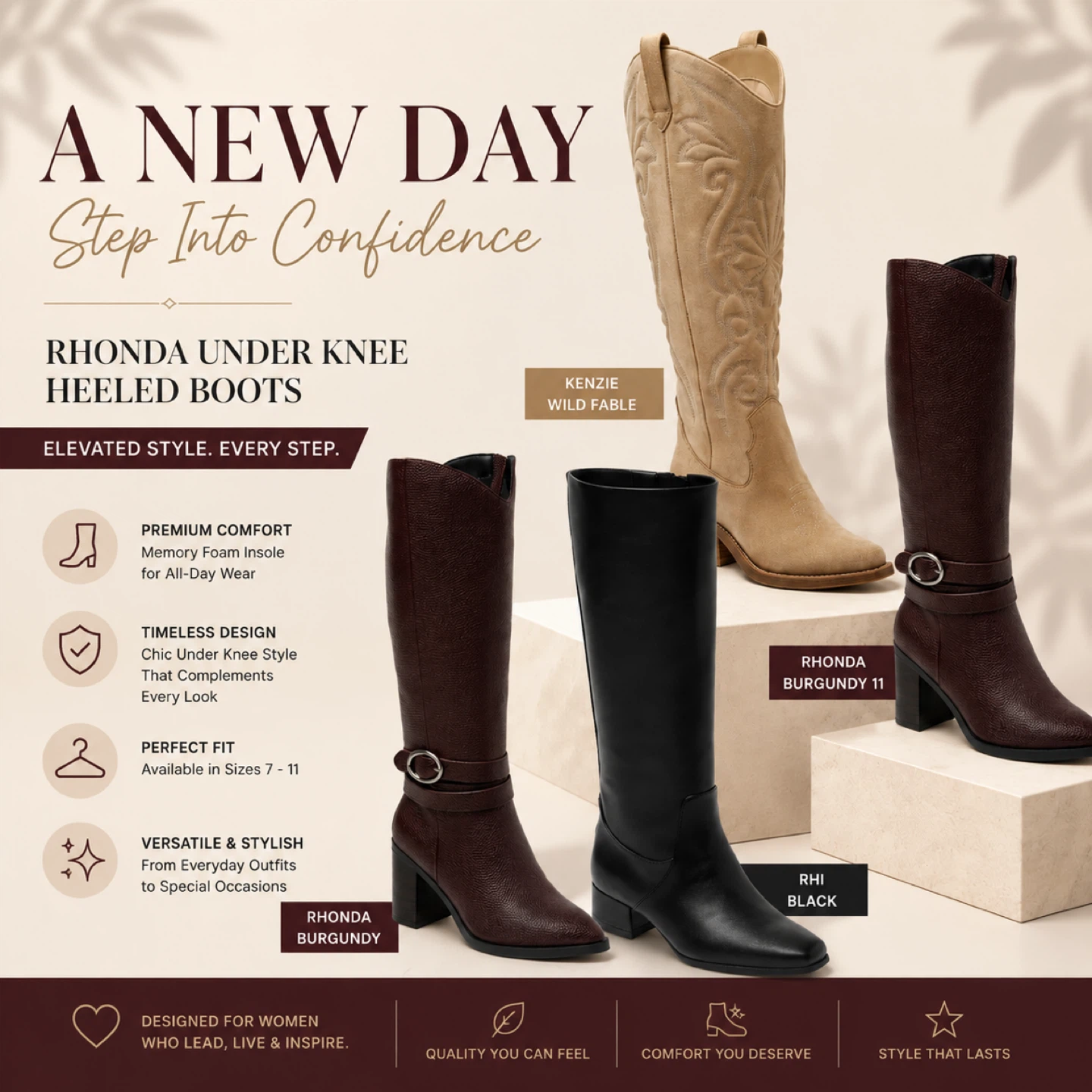 A New Day Rhonda Under Knee Heeled Boots