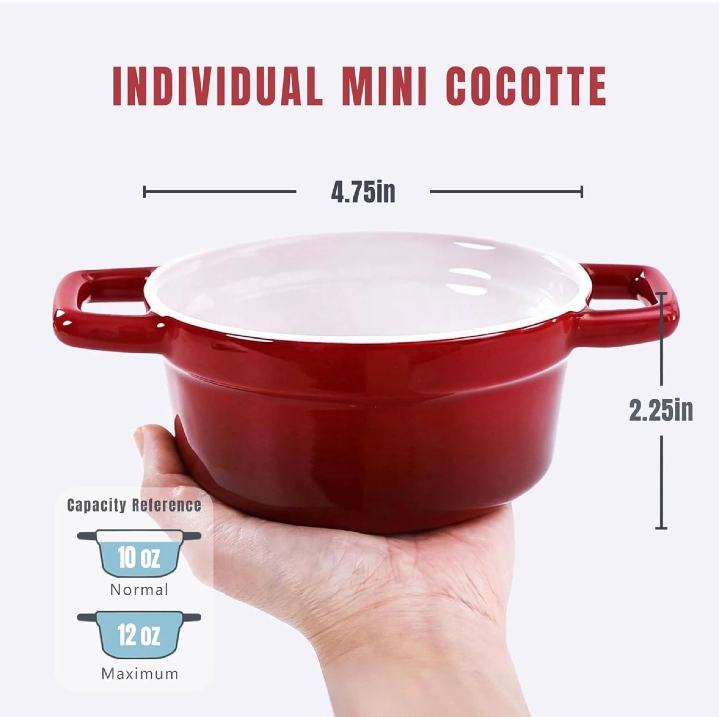 Set of 4 Red Individual Mini Cocotte - photo 3
