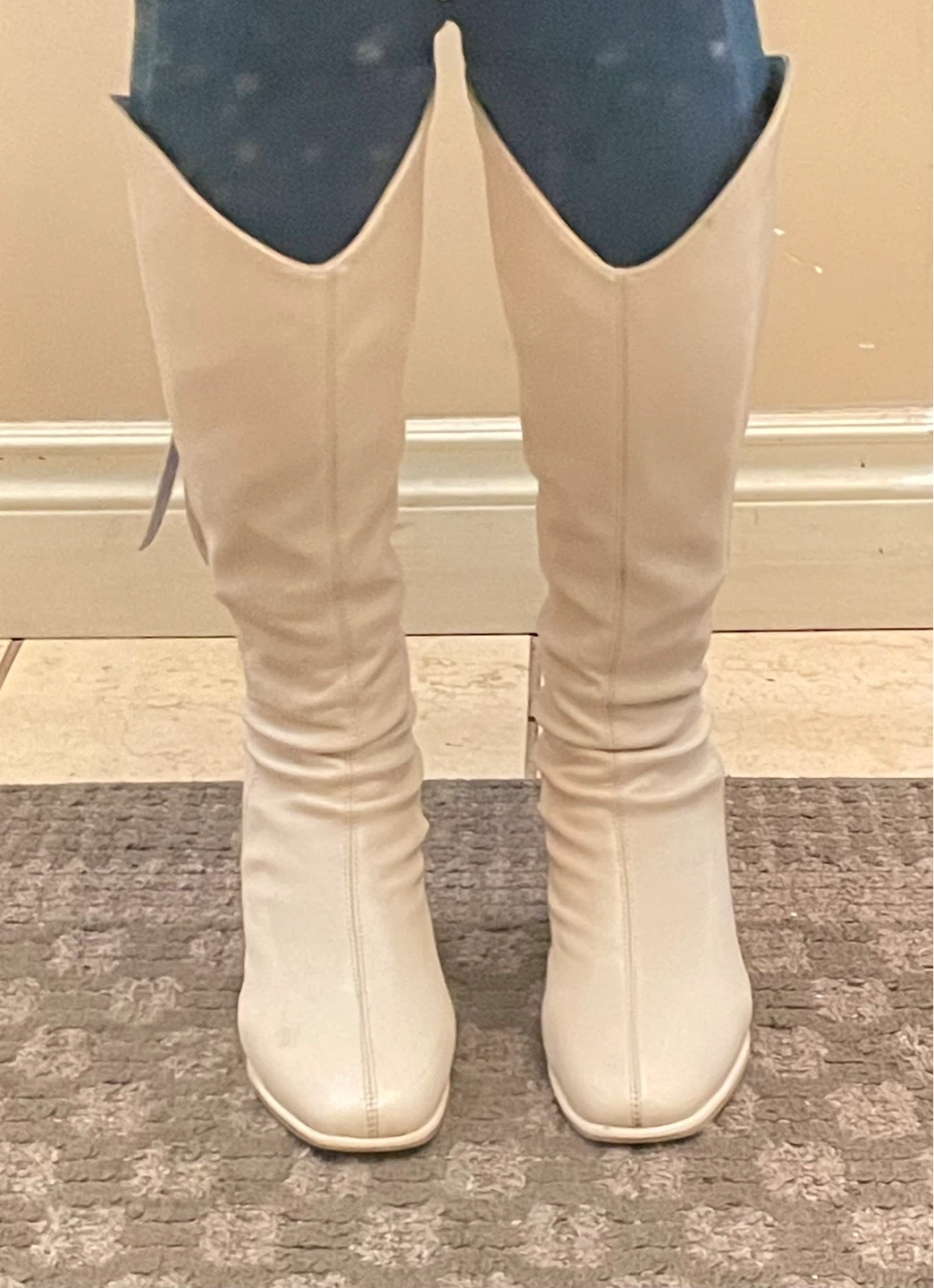 Cream Knee-High Cowboy/Cowgirl Boots