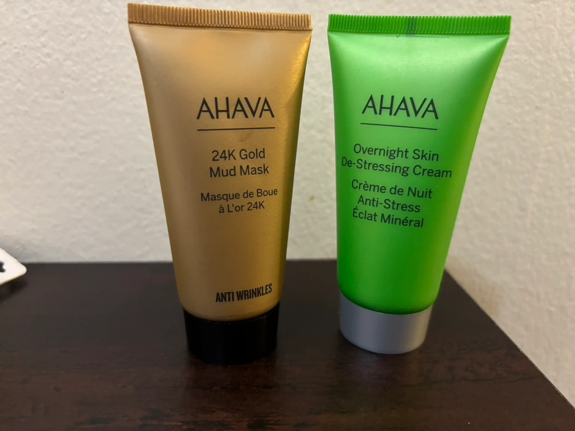 NEW-2pc LOT of AHAVA 24K Gold Mud Mask & Overnight Skin Cream
