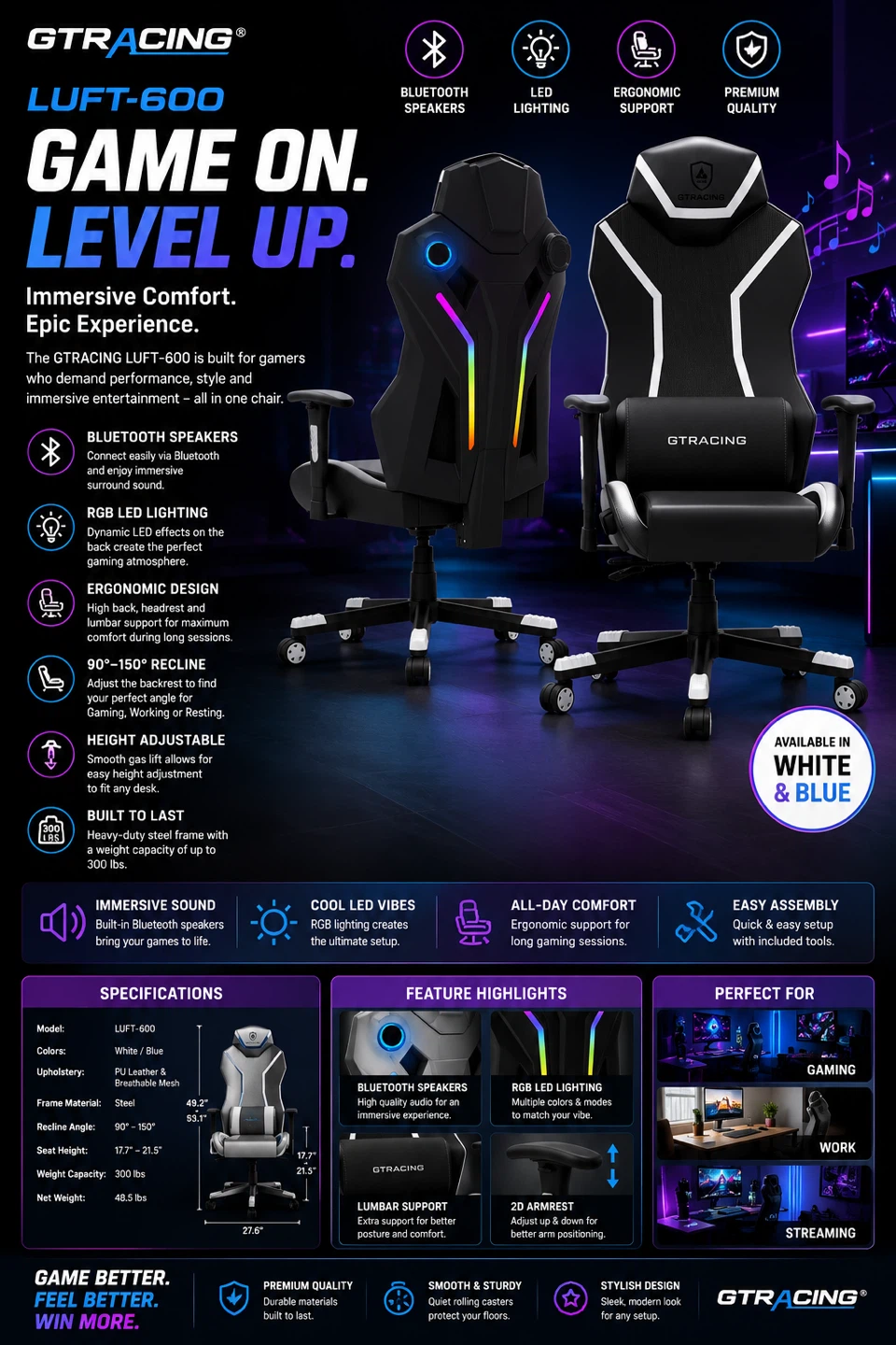 GTRACING LUFT-600 Gaming Chair - photo 2